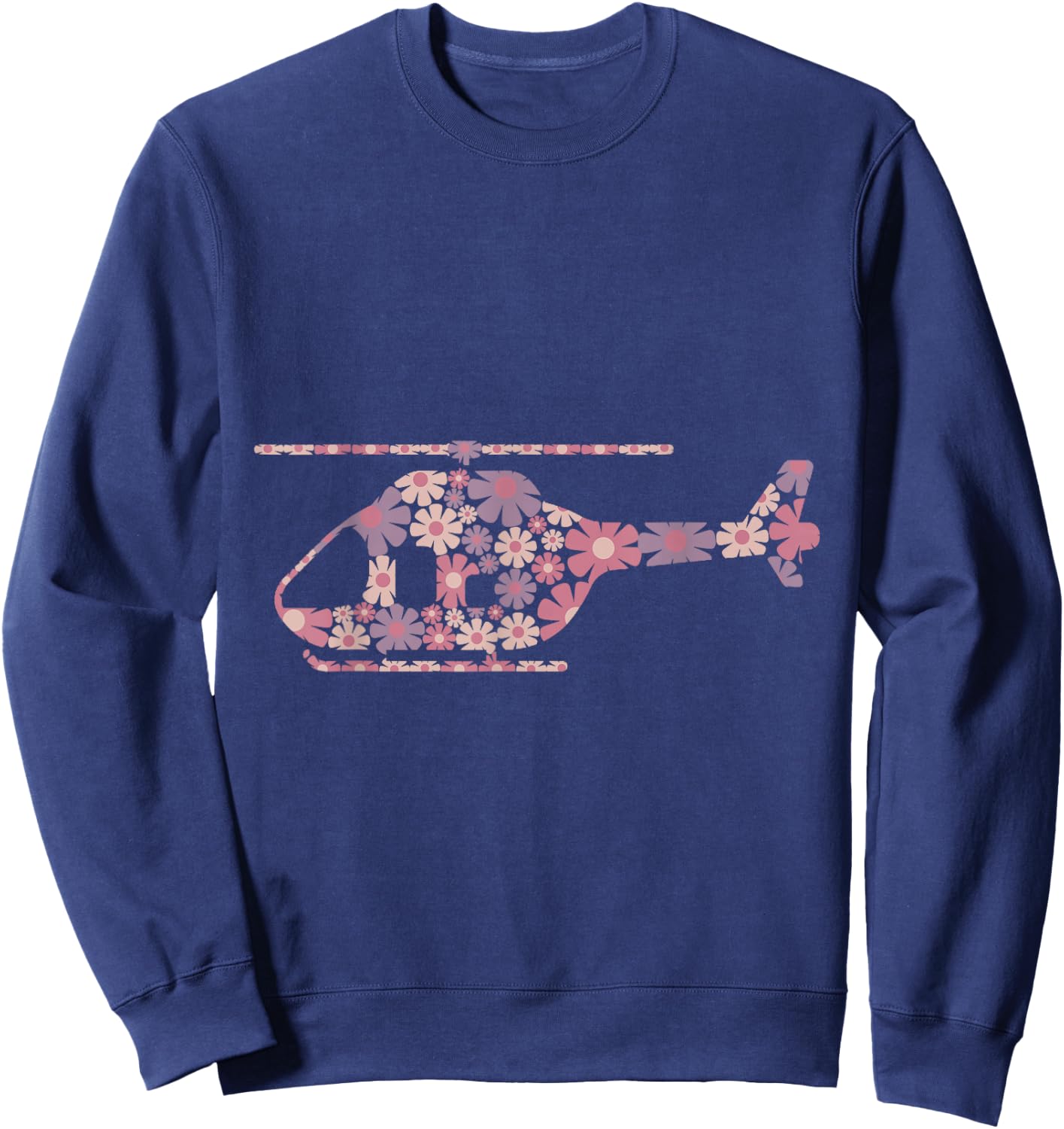 Floral Flower Silhouette Helicopter Pilot Girl Women Sweatshirt - Sweatshirt | Navy