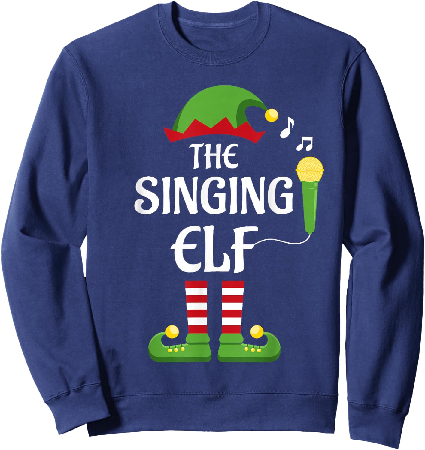 Singing Elf Family Matching Group Christmas Singer Sweatshirt - Sweatshirt | Navy