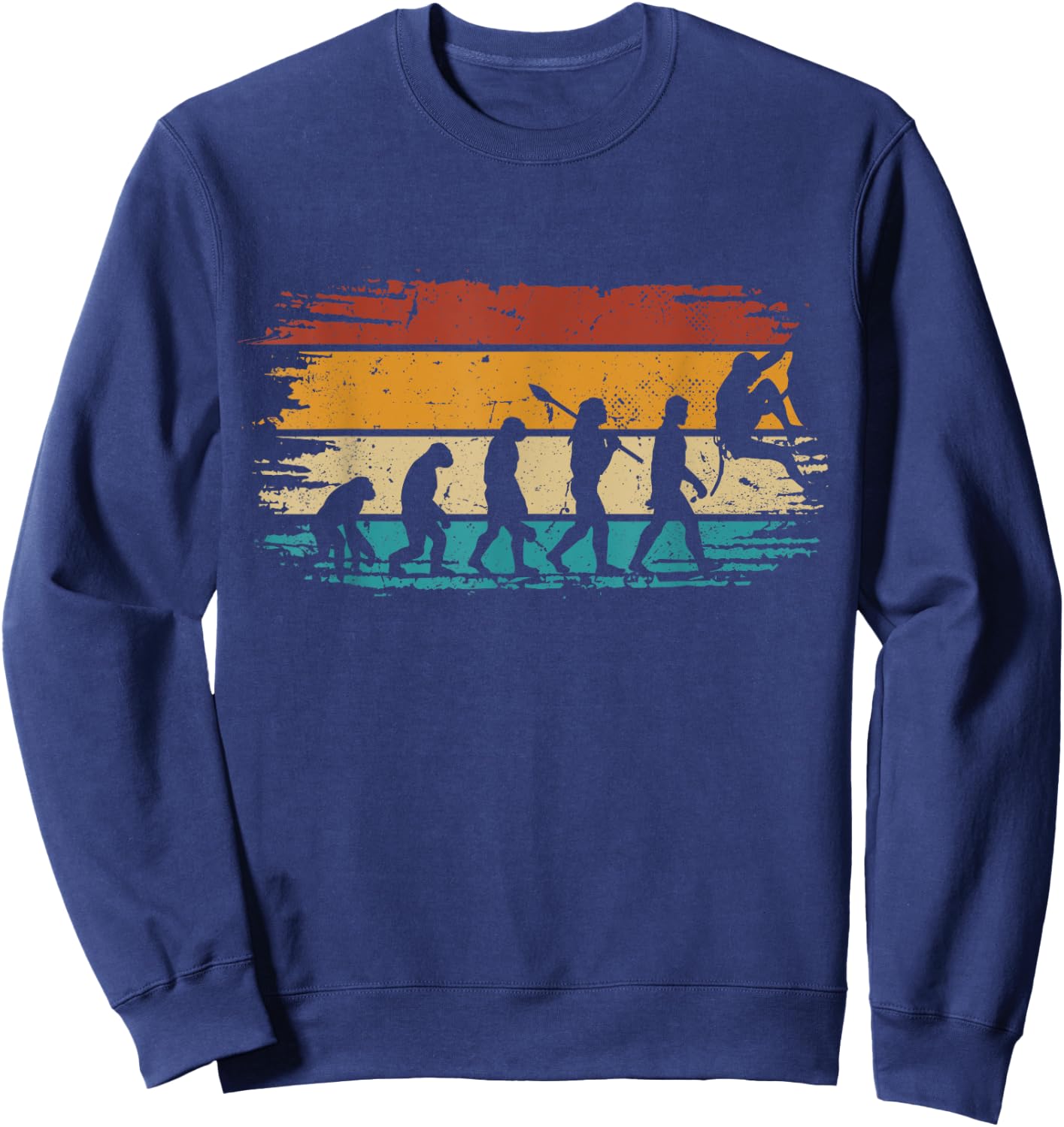Bouldering Evolution Retro Mountain Climbing Evolution Sweatshirt - Sweatshirt | Navy