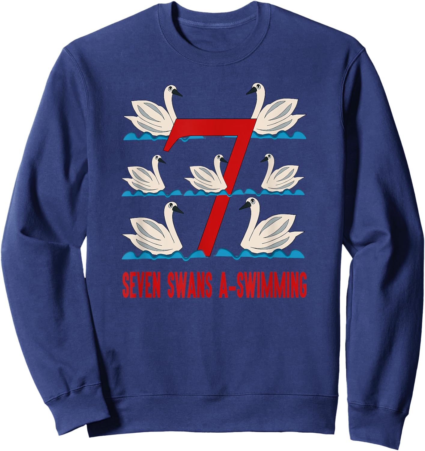 Seven Swans A-Swimming Song 12 Days Christmas Sweatshirt - Sweatshirt | Navy