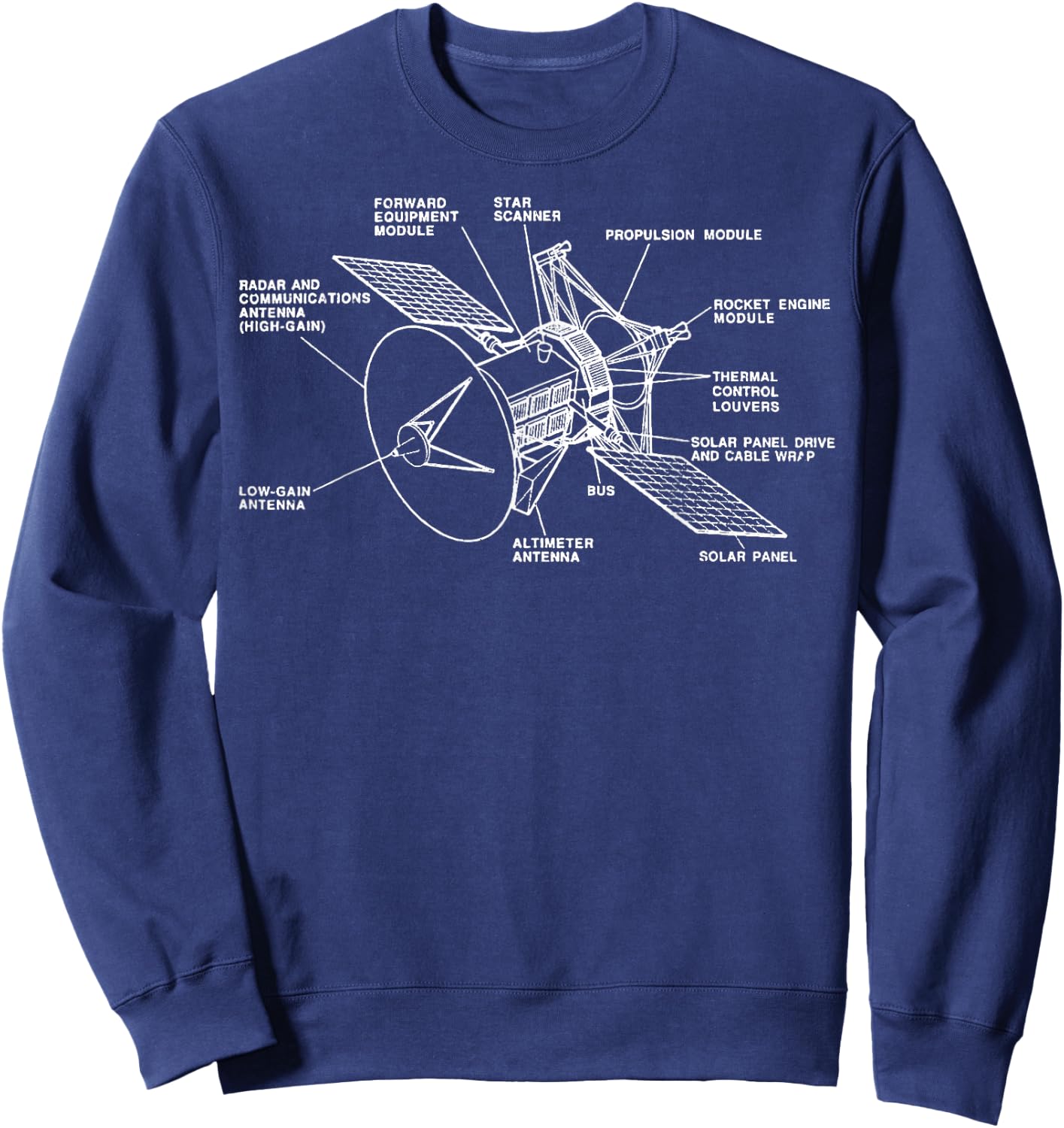 Space Satellite Vintage Retro Diagram Chart Blueprint Gift Sweatshirt - Sweatshirt | Navy