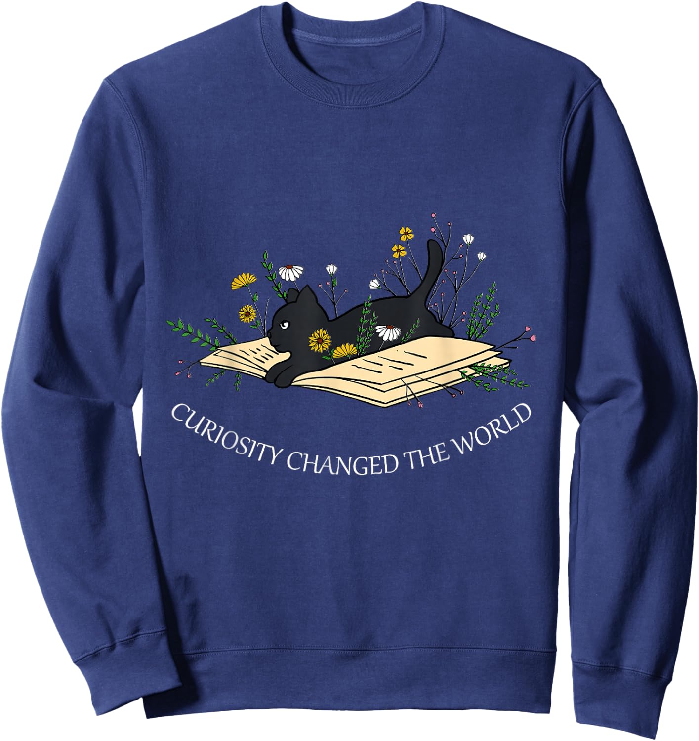 Black Cat Kitten Lover Funny Book Pet Owner Librarian Sweatshirt - Sweatshirt | Navy