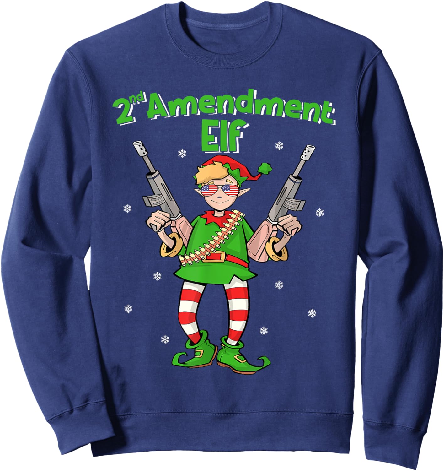 Second Amendment Elf | American Gun Lover Hunter Christmas Sweatshirt - Sweatshirt | Navy