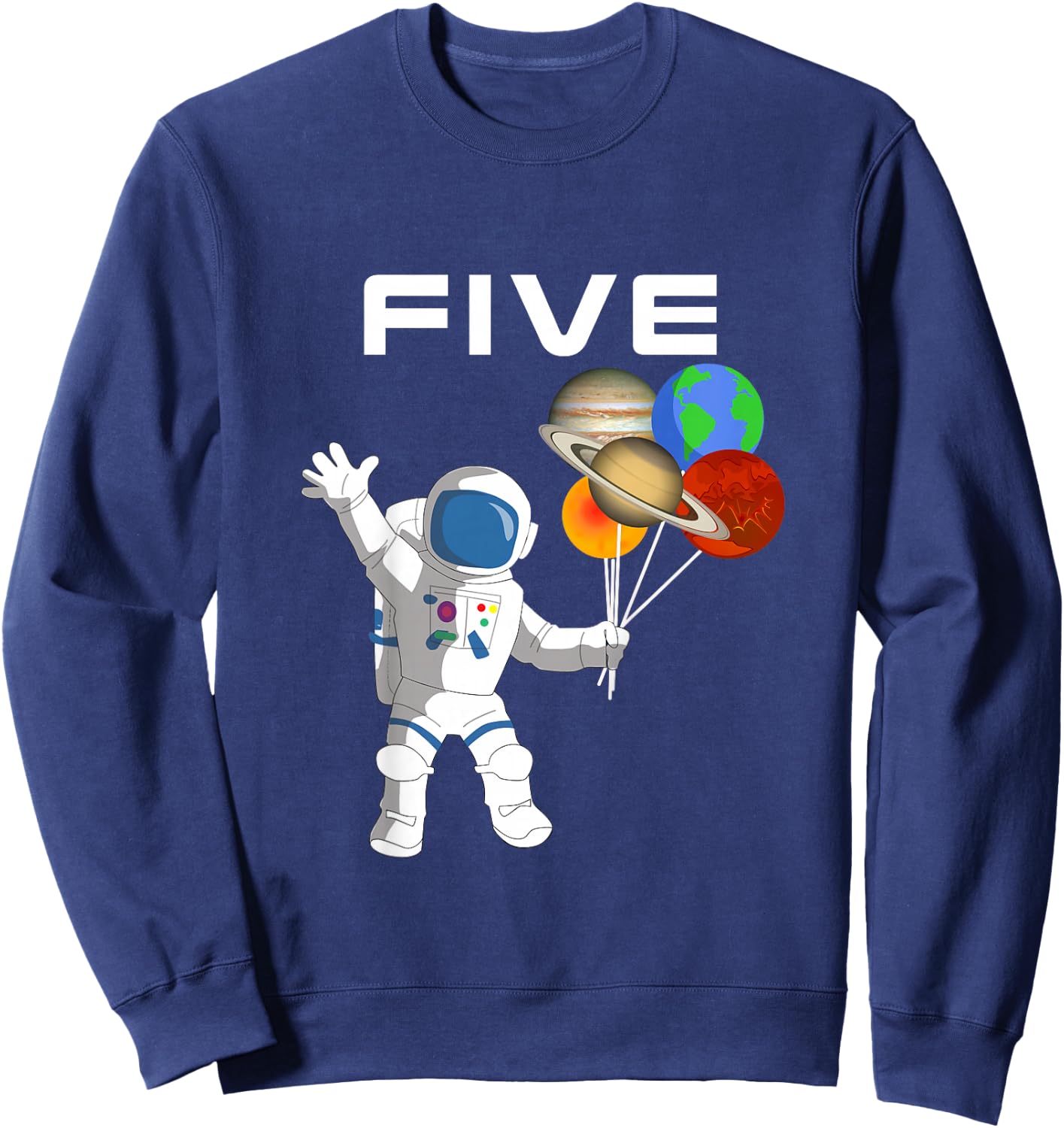 Kids 5 Year Old Outer Space Birthday Party 5th Birthday Shirt B Sweatshirt - Sweatshirt | Navy
