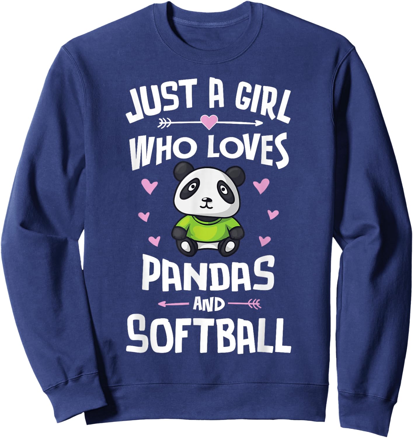 Just A Girl Who Loves Pandas And Softball Gift Women Sweatshirt - Sweatshirt | Navy