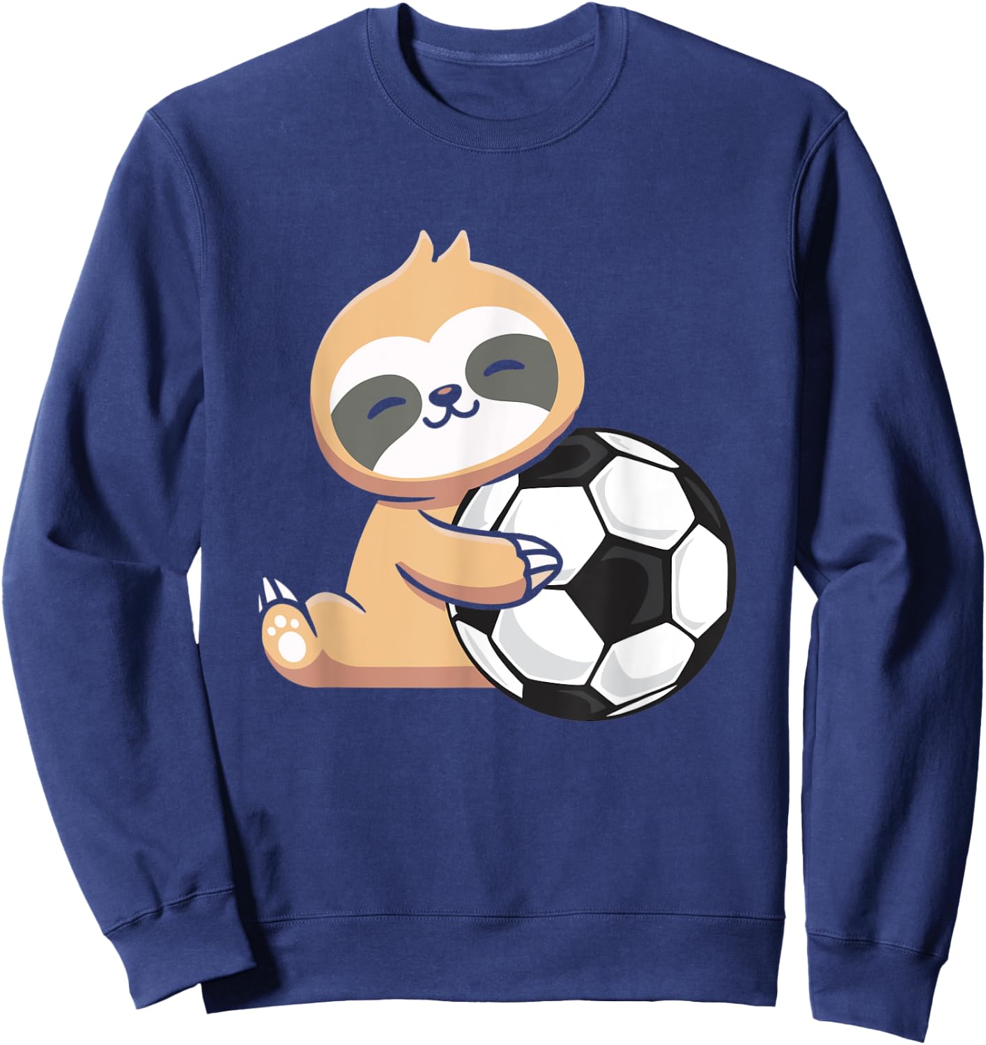 Sloth Soccer Cute Sloth Holding Soccer Ball Sport Sweatshirt - Sweatshirt | Navy