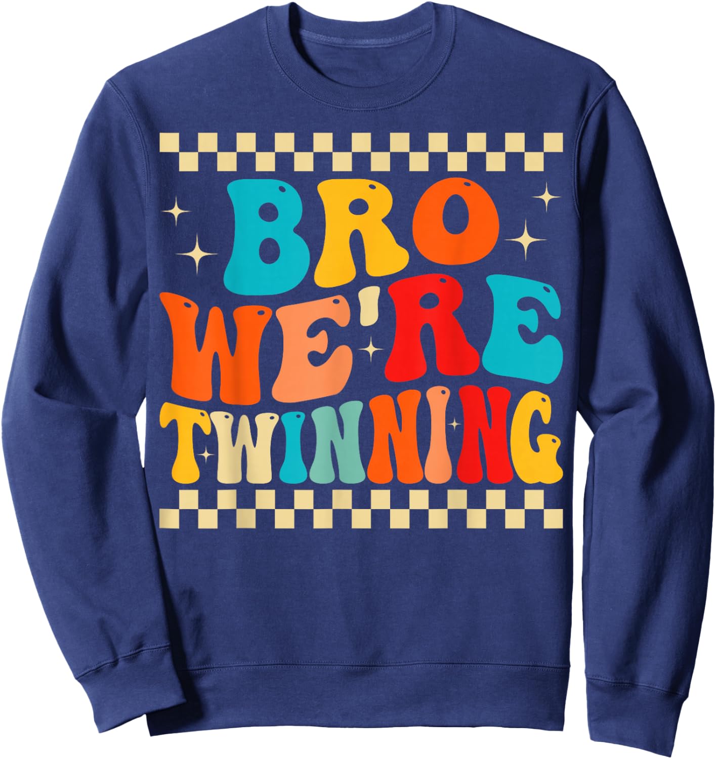 Bro We're Twinning Retro Twin Day Spirit Week Boys Kids Sweatshirt - Sweatshirt | Navy