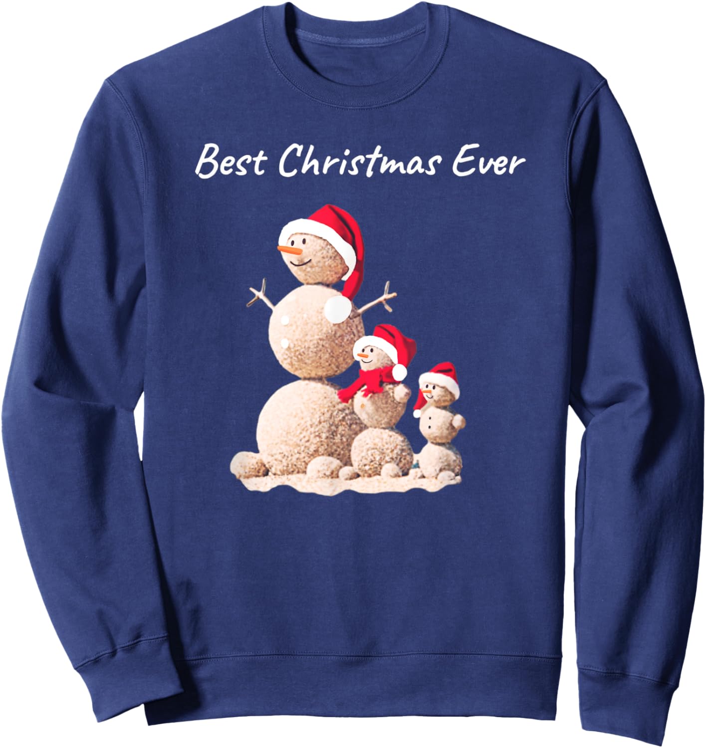 Sand Snowman Beach Shore Best Christmas Ever Sweatshirt - Sweatshirt | Navy