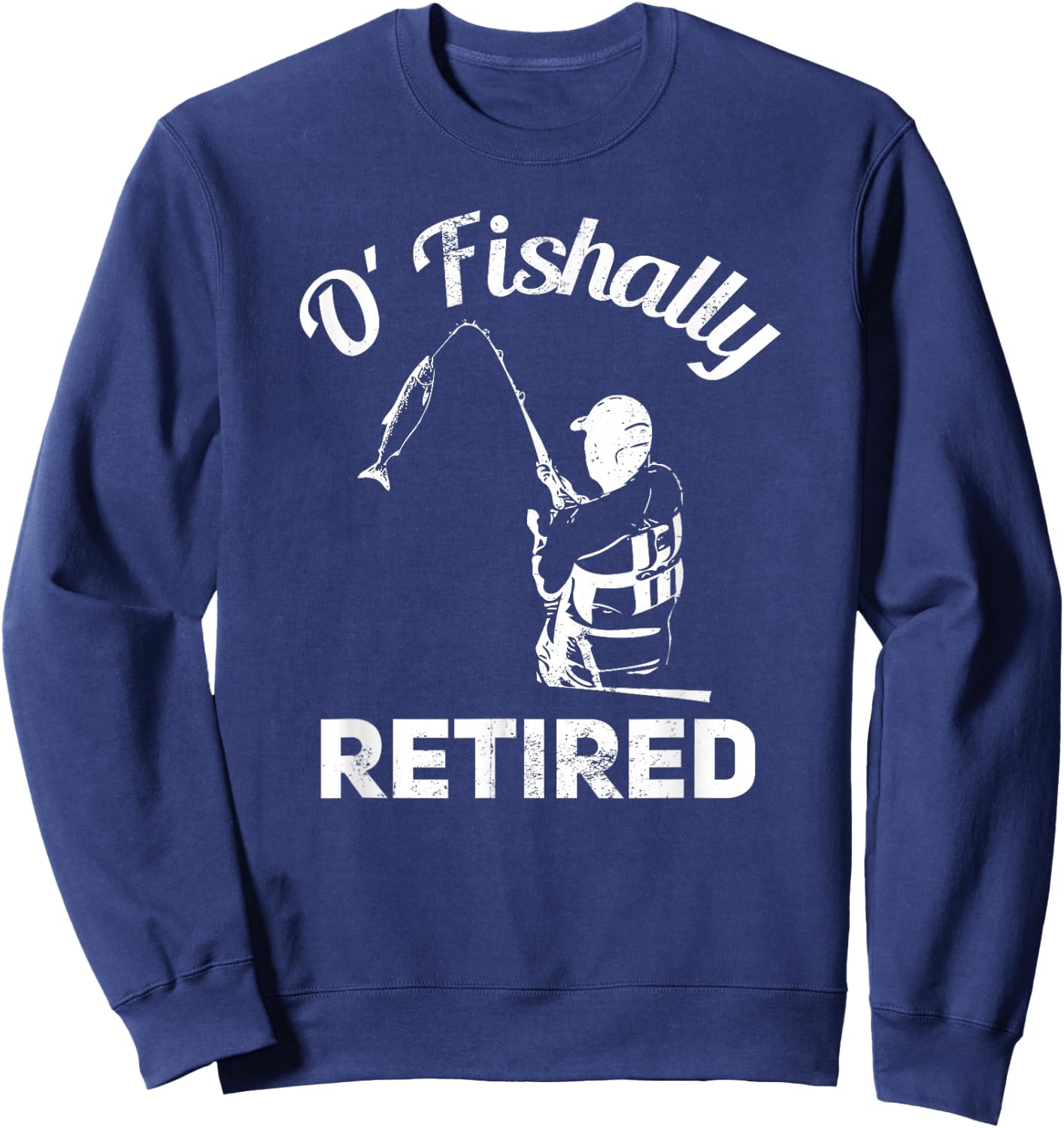 Ofishally Retired Fishing Retro Retirement Sweatshirt - Sweatshirt | Navy