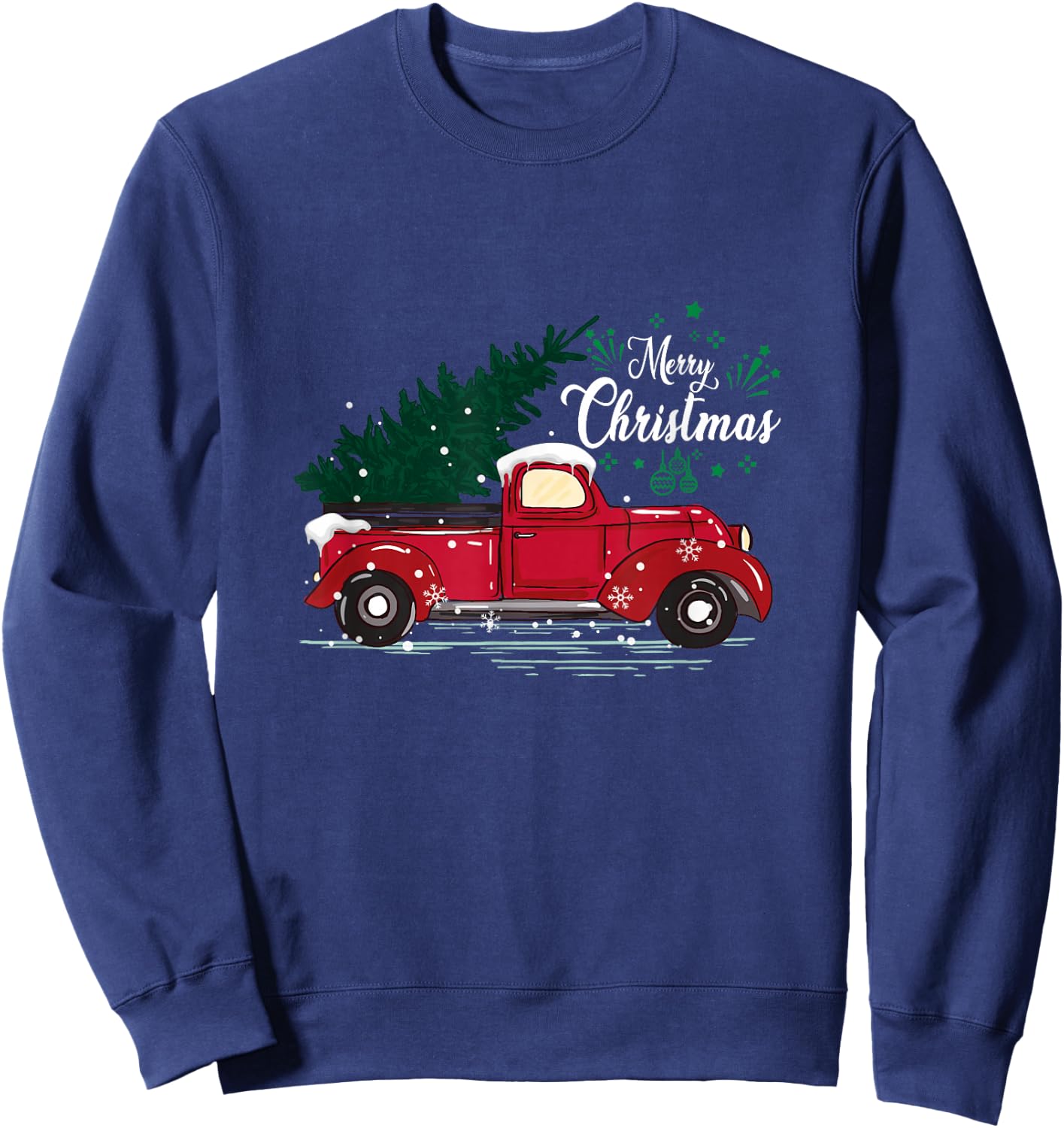 Vintage Red Truck Christmas Tree Sweatshirt - Sweatshirt | Navy