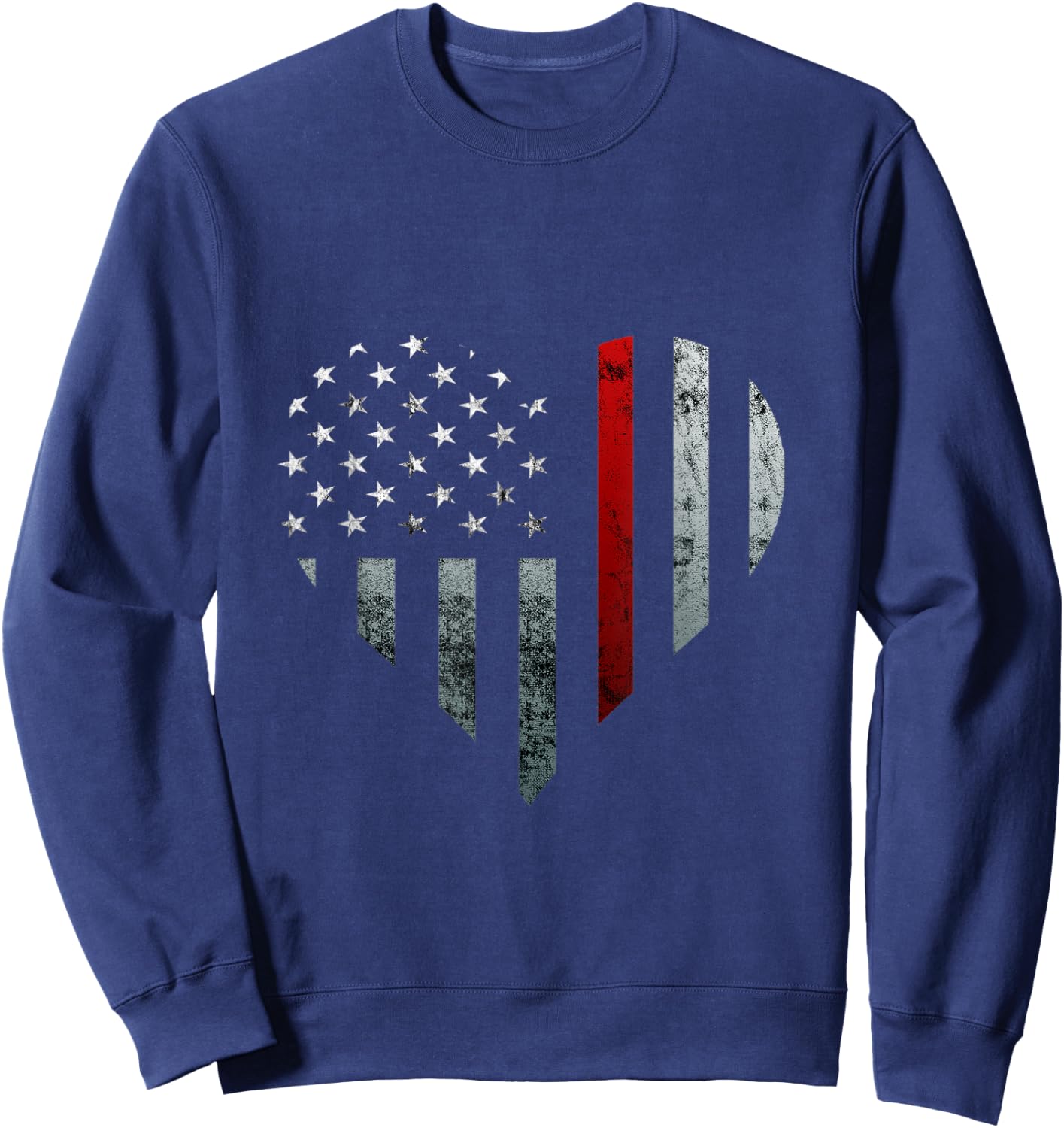 Fireman Thin Heart Firefighter American Flag Sweatshirt - Sweatshirt | Navy