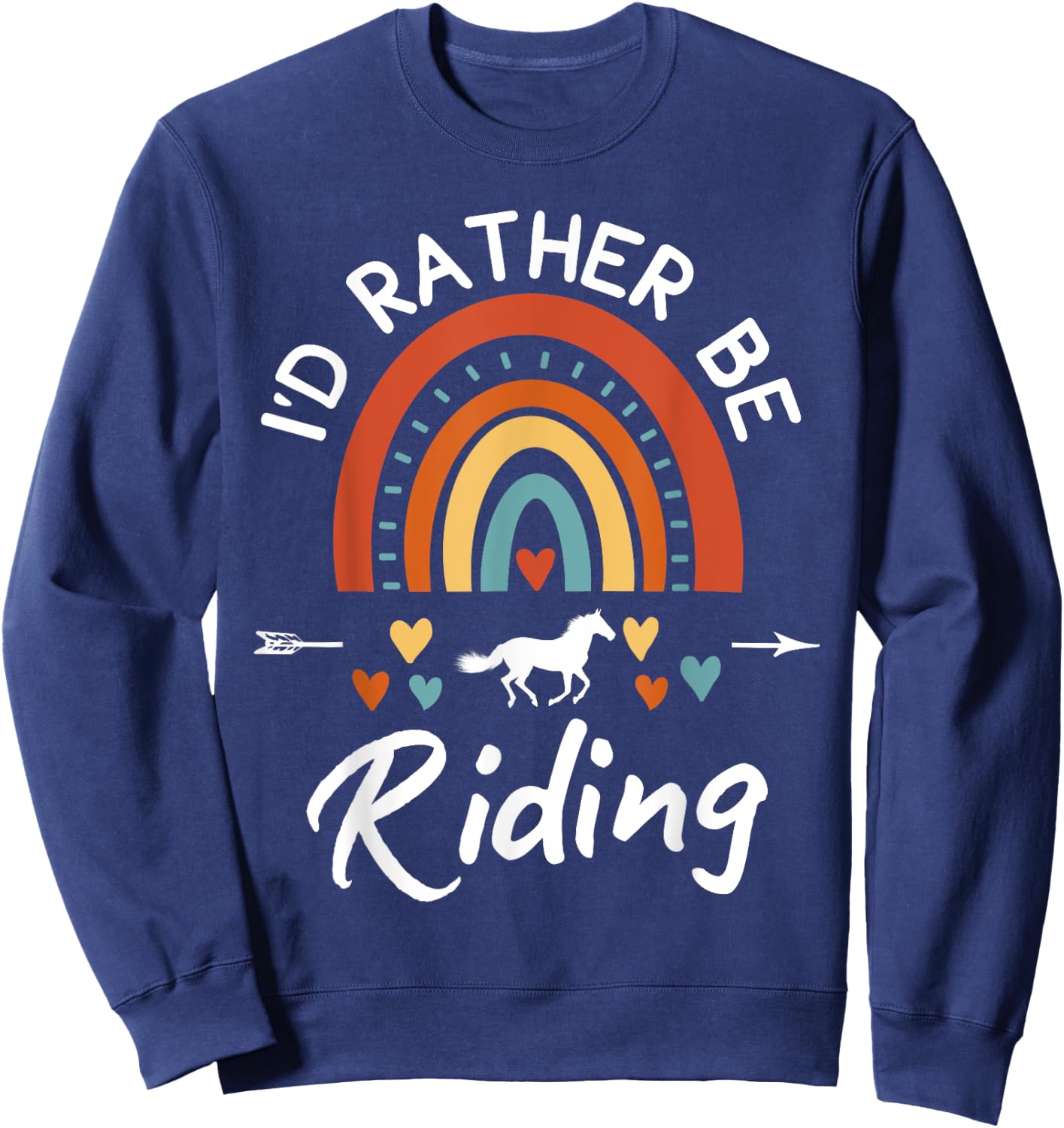 I'd Rather Be Riding Horse Horseback Rider Equestrian Kids Sweatshirt - Sweatshirt | Navy