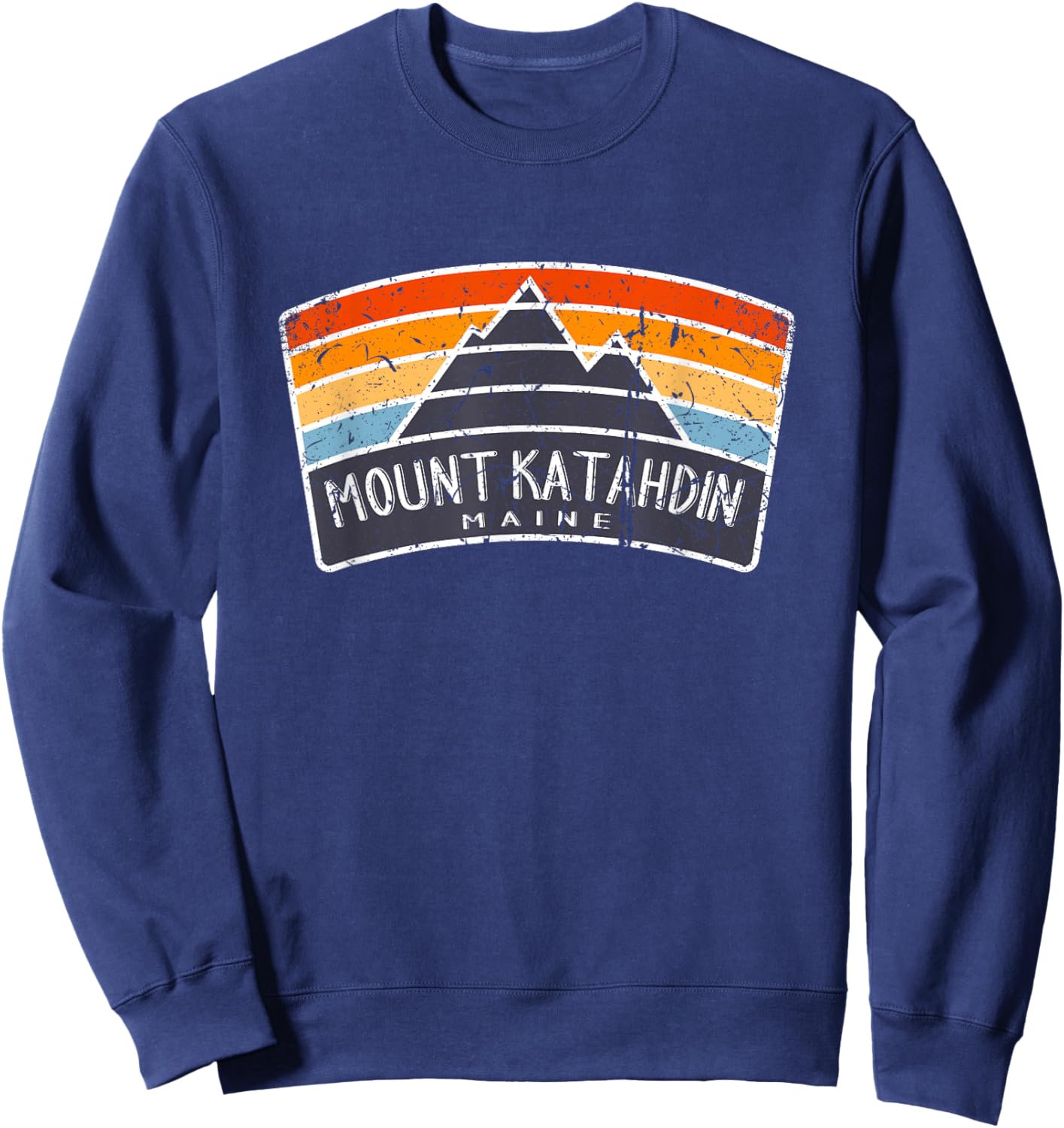 Vintage Mount Katahdin Maine Art Graphic Sweatshirt - Sweatshirt | Navy