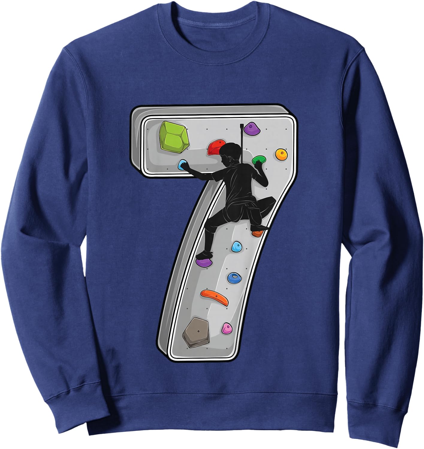 Kids 7 year old rock climbing 7th birthday Adventures Climber Sweatshirt - Sweatshirt | Navy