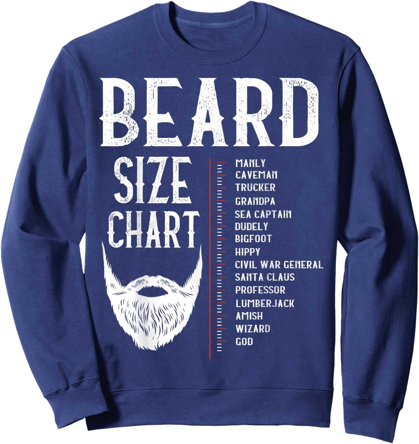 Beard Measurement Chart Shirt, Beard Length Growth Chart Sweatshirt - Sweatshirt | Navy