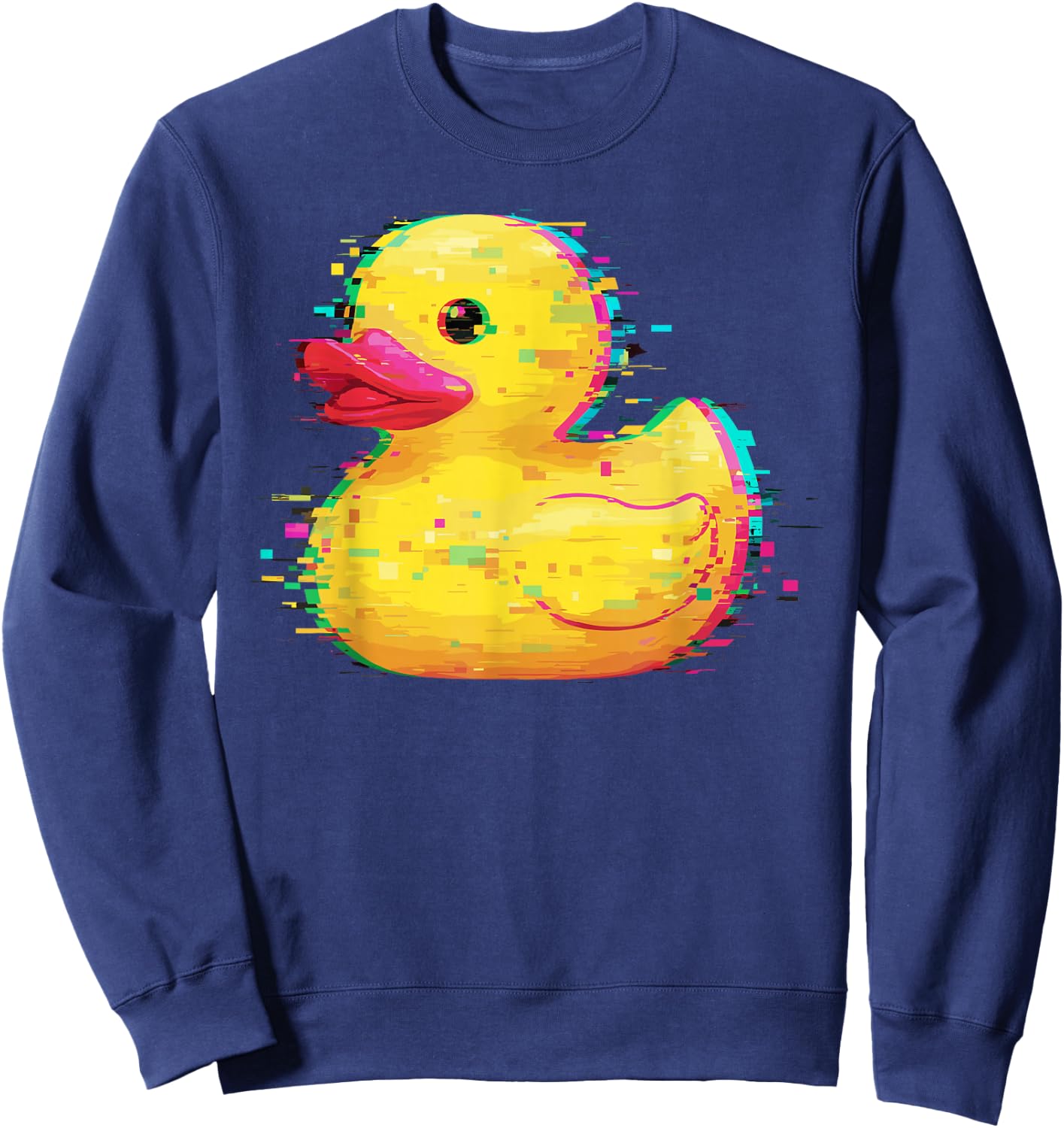 Programmer Glitch Rubber Duck Debugging Coding Sweatshirt - Sweatshirt | Navy
