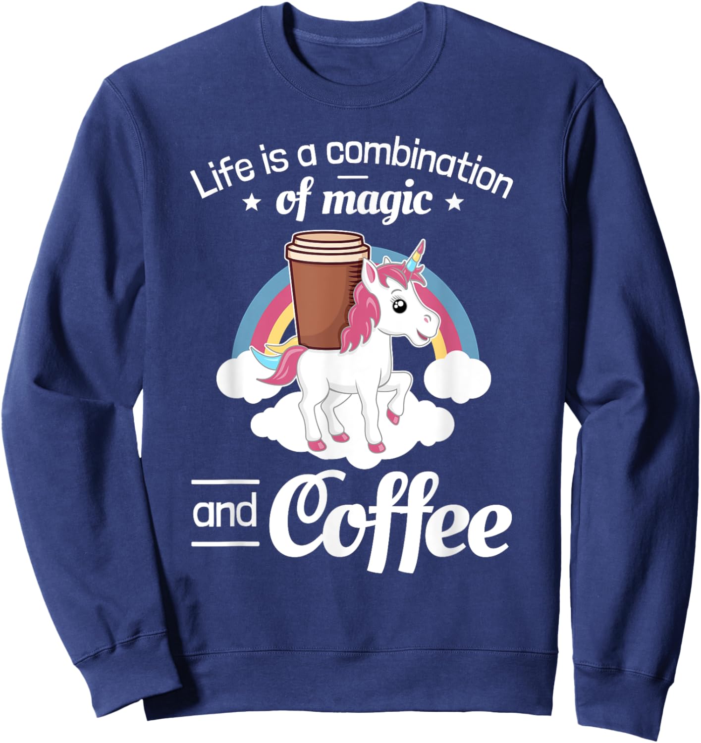 Coffee Unicorn Magic Sweatshirt - Sweatshirt | Navy