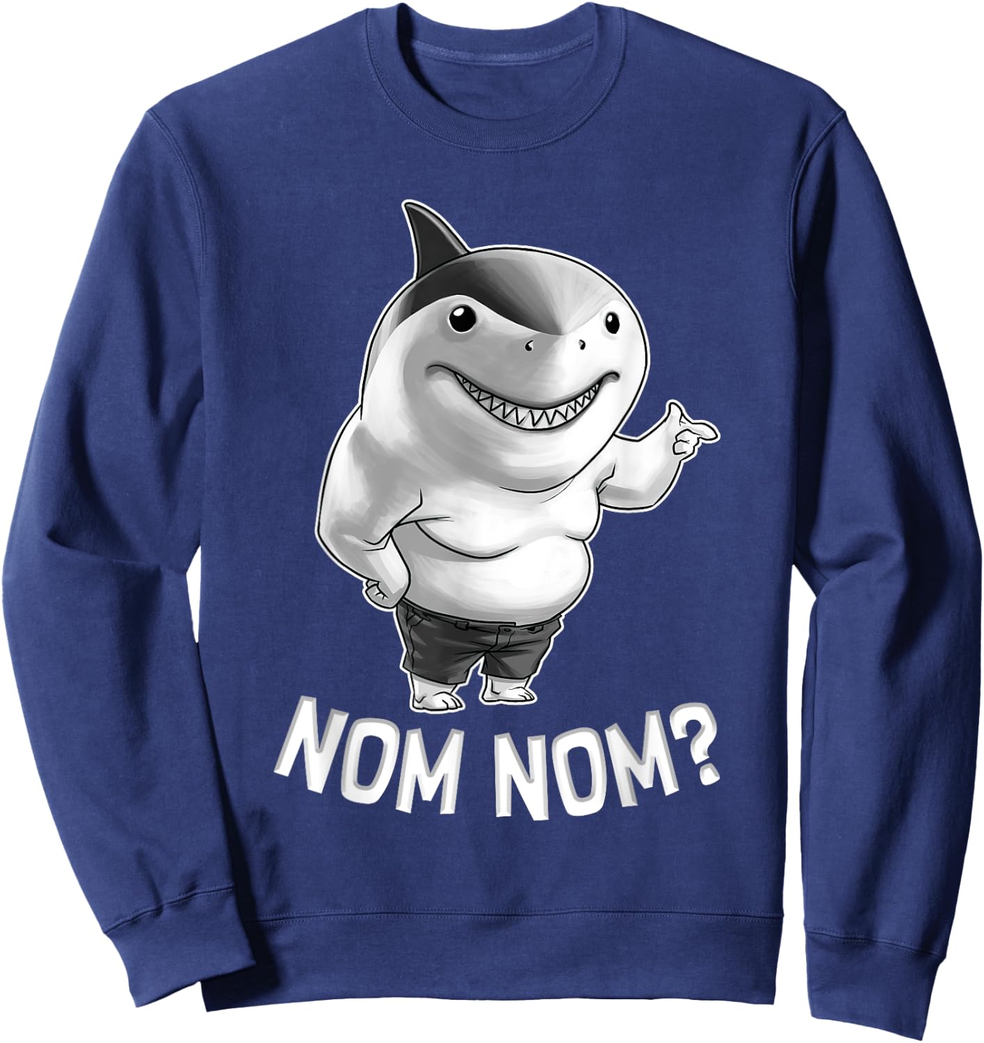 Big Shark In The Squad Nom Nom Funny Movie Character Sweatshirt - Sweatshirt | Navy