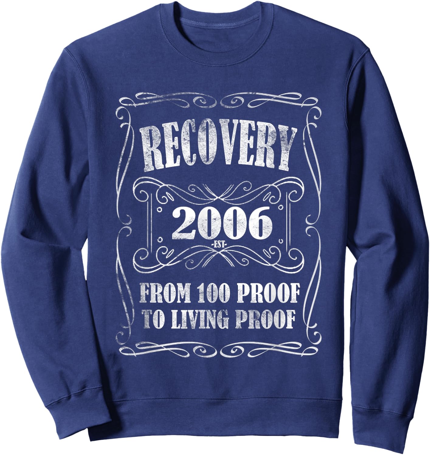 Sober Since 2006 Clean & Sober 19 Years of Sobriety Recovery Sweatshirt - Sweatshirt | Navy