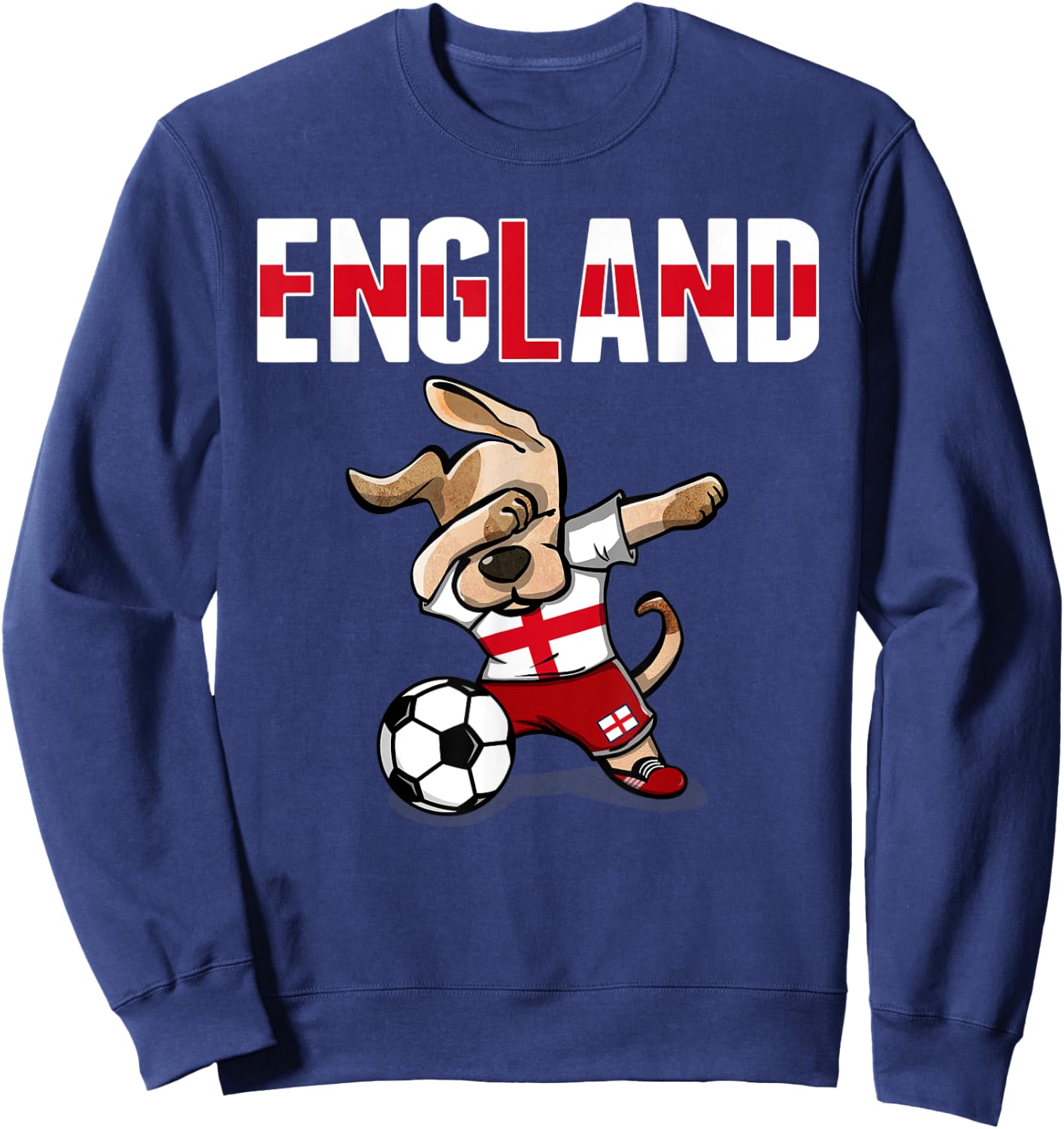 Dabbing Dog England Soccer Fans Jersey English Flag Football Women Kids Sweatshirt - Sweatshirt | Navy