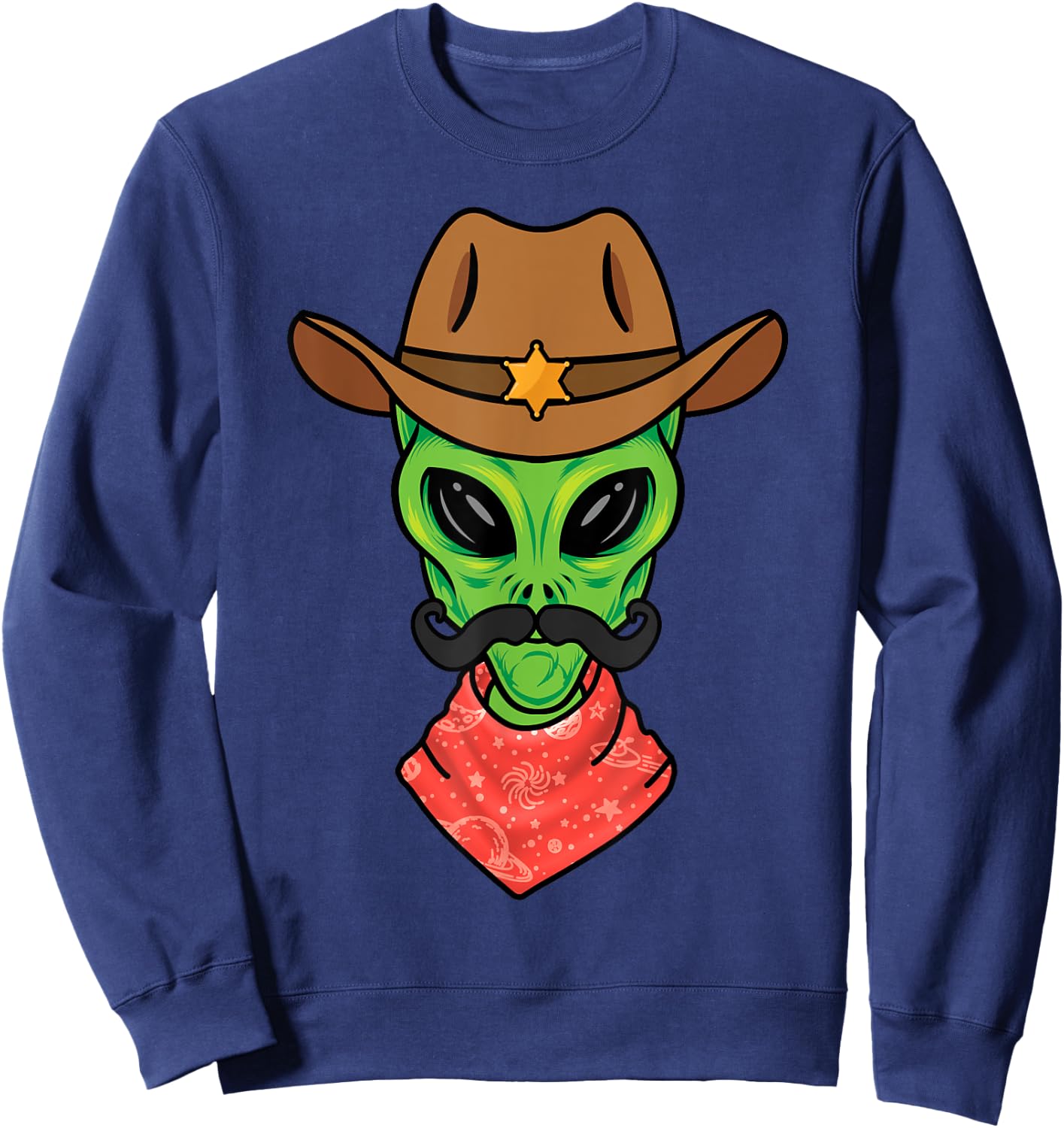 Alien Cowboy for Boys Halloween Sheriff Space Alien Cowboy Sweatshirt - Sweatshirt | Navy