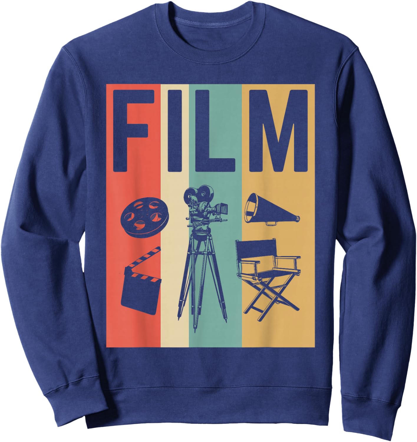 Vintage Film Cinema Shirt, Retro Movie Maker Gift Sweatshirt - Sweatshirt | Navy