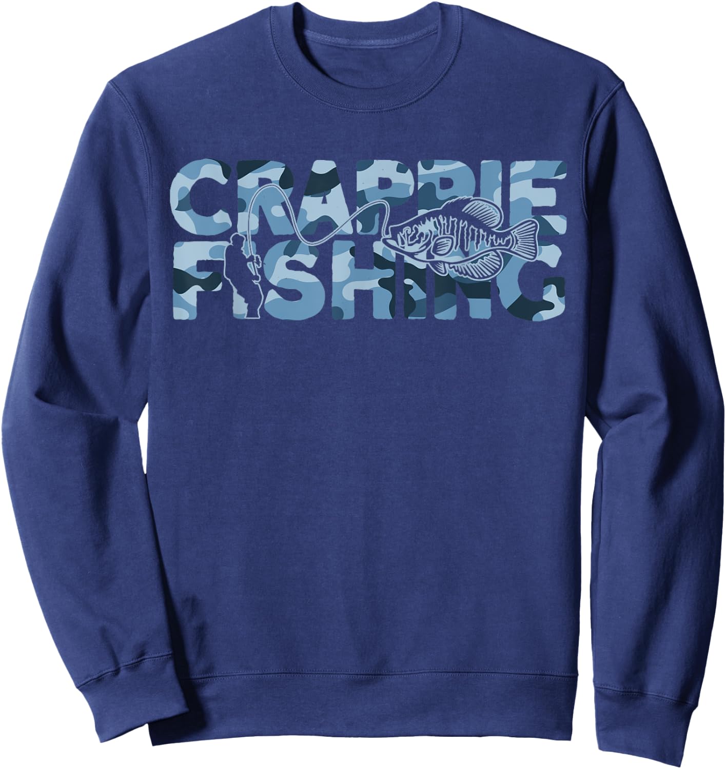 Crappie Fisherman Blue Camouflage Crappie Fishing Sweatshirt - Sweatshirt | Navy