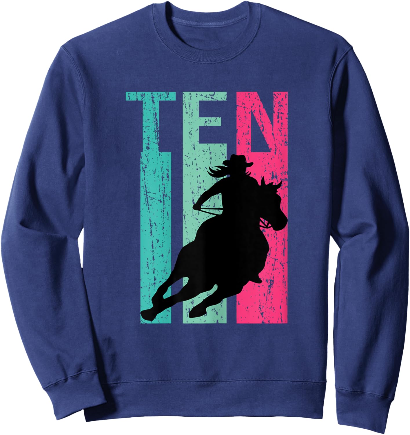 Retro Rodeo 10th Birthday Horse Lover Cowgirl Country 10 Sweatshirt - Sweatshirt | Navy