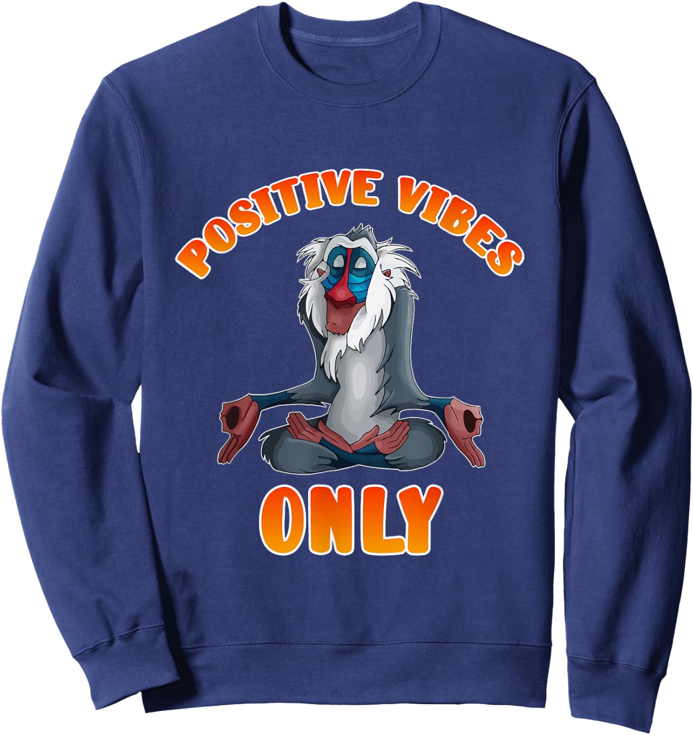 Positive Vibes Monkey Namaste Meditation Zen Sweatshirt - Sweatshirt | Navy