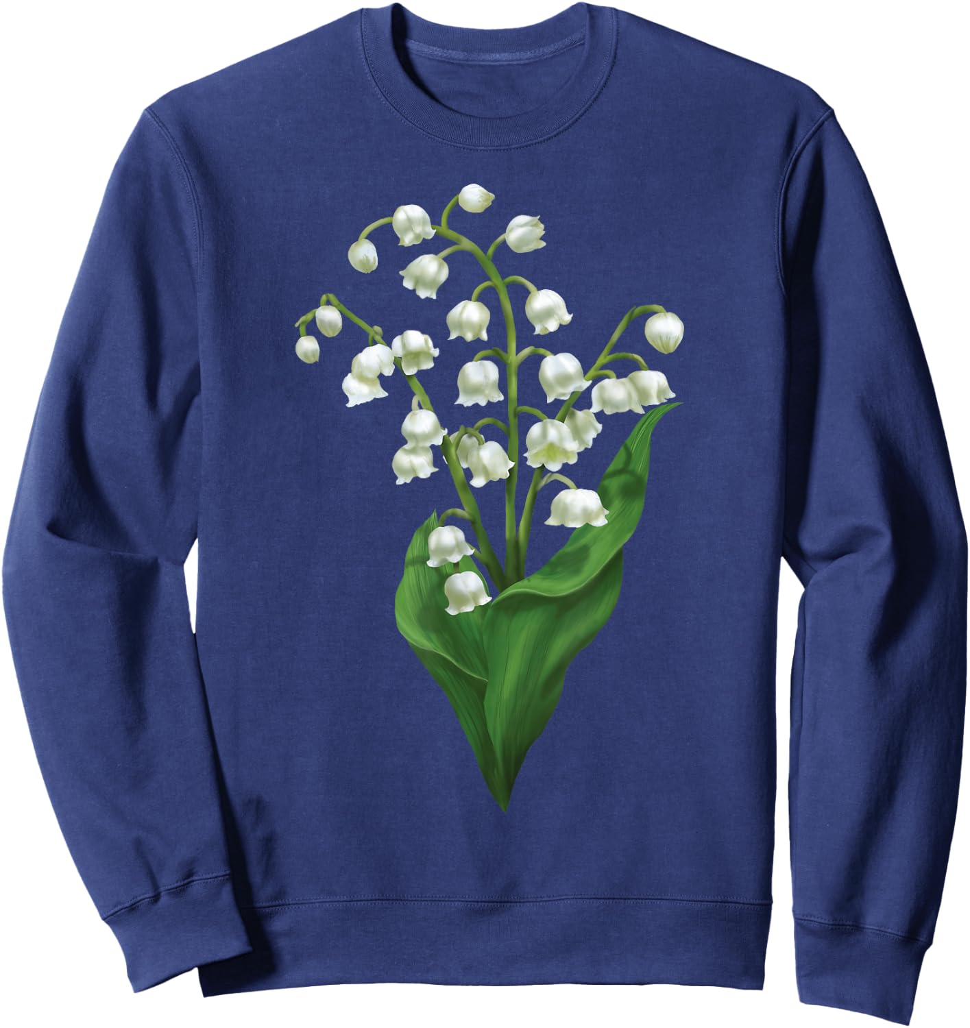 White Lily Of The Valley Spring Flower Watercolor Sweatshirt - Sweatshirt | Navy