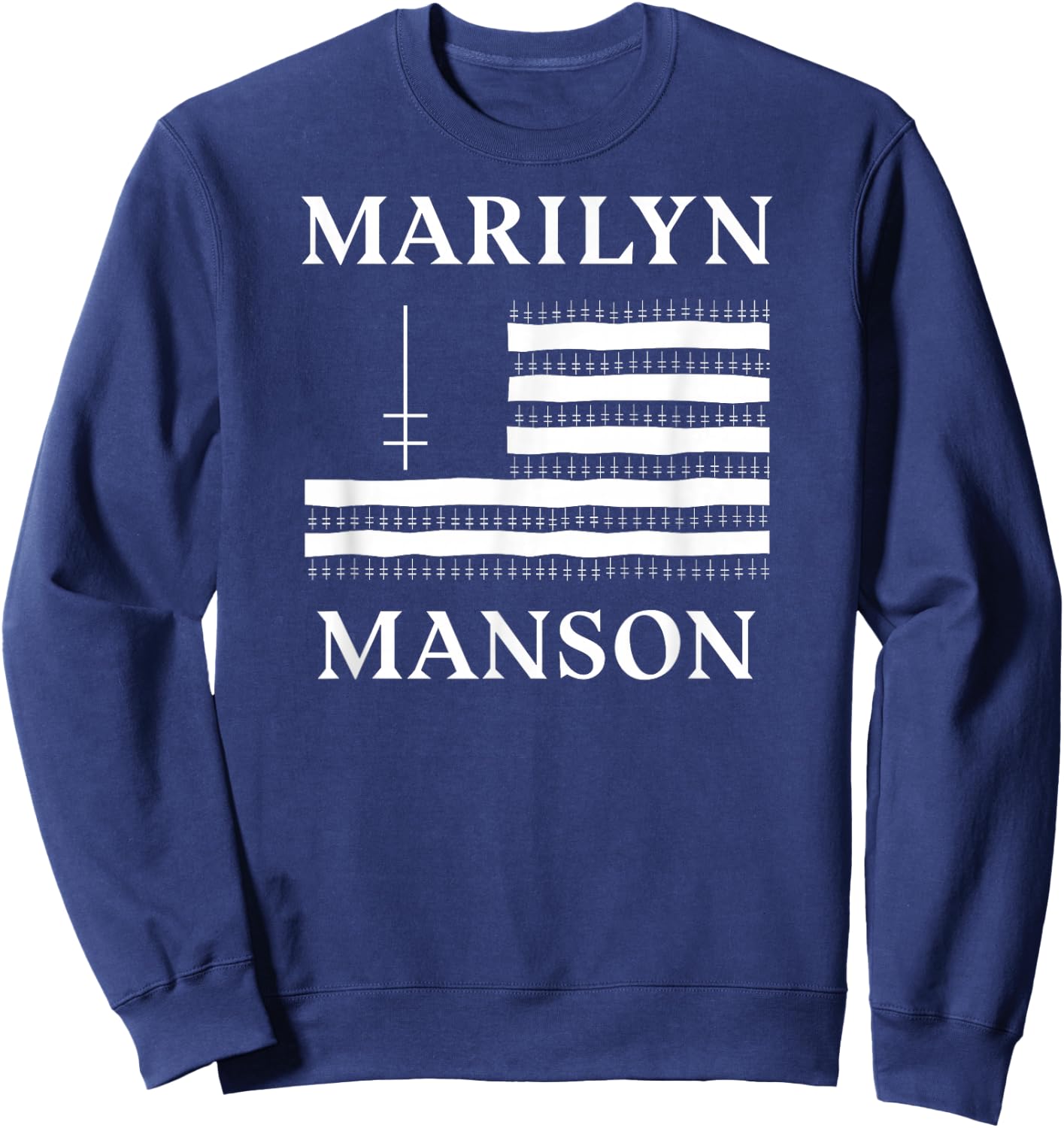 Marilyn Manson – Flag and Logo Sweatshirt - Sweatshirt | Navy