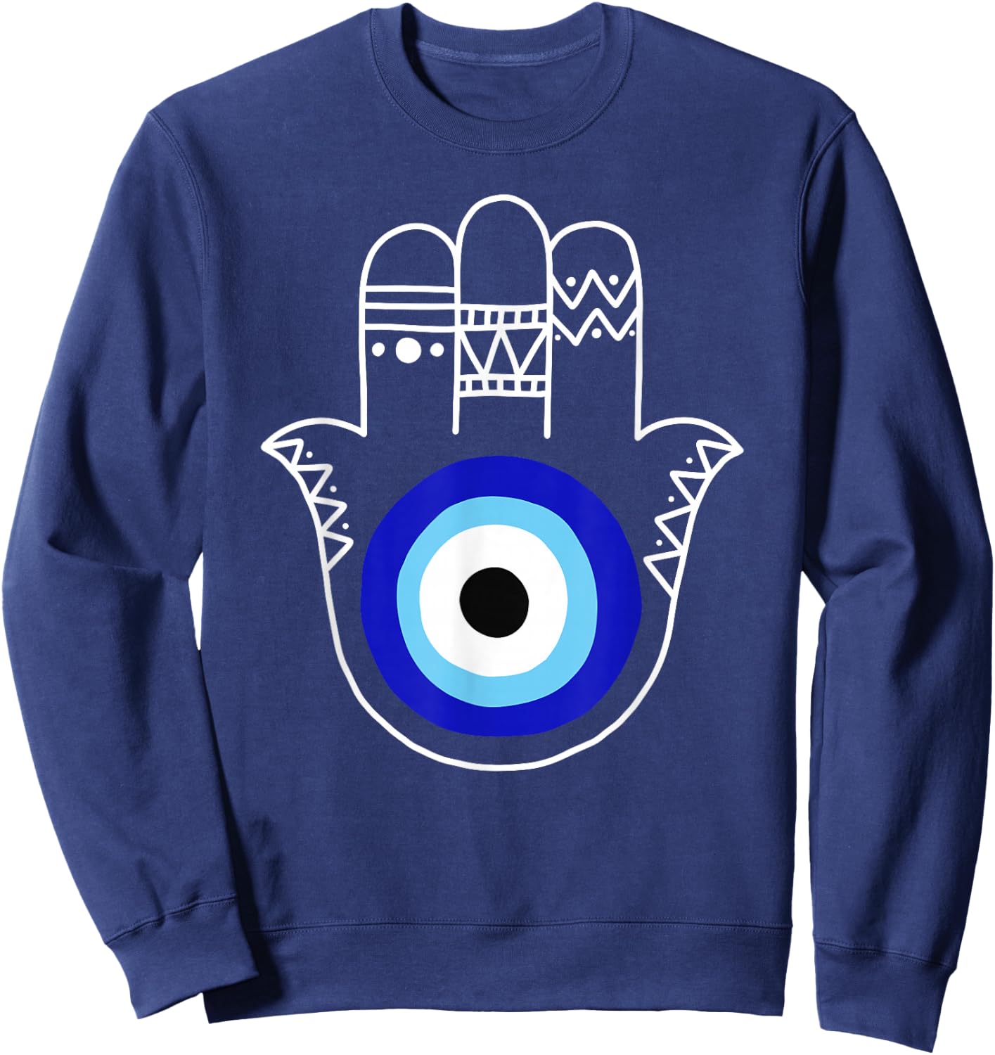 Hand of Hamsa Evil Eye Curse Protection Nazar Mati Evil Eye Sweatshirt - Sweatshirt | Navy