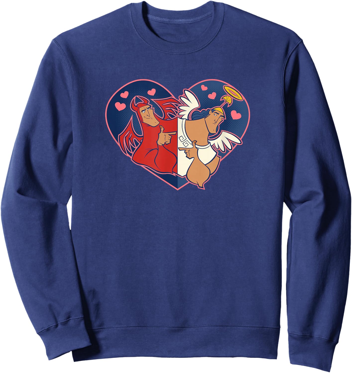 Disney Valentine's Emperor's New Groove Kronk Angel & Devil Small Sweatshirt - Sweatshirt | Navy