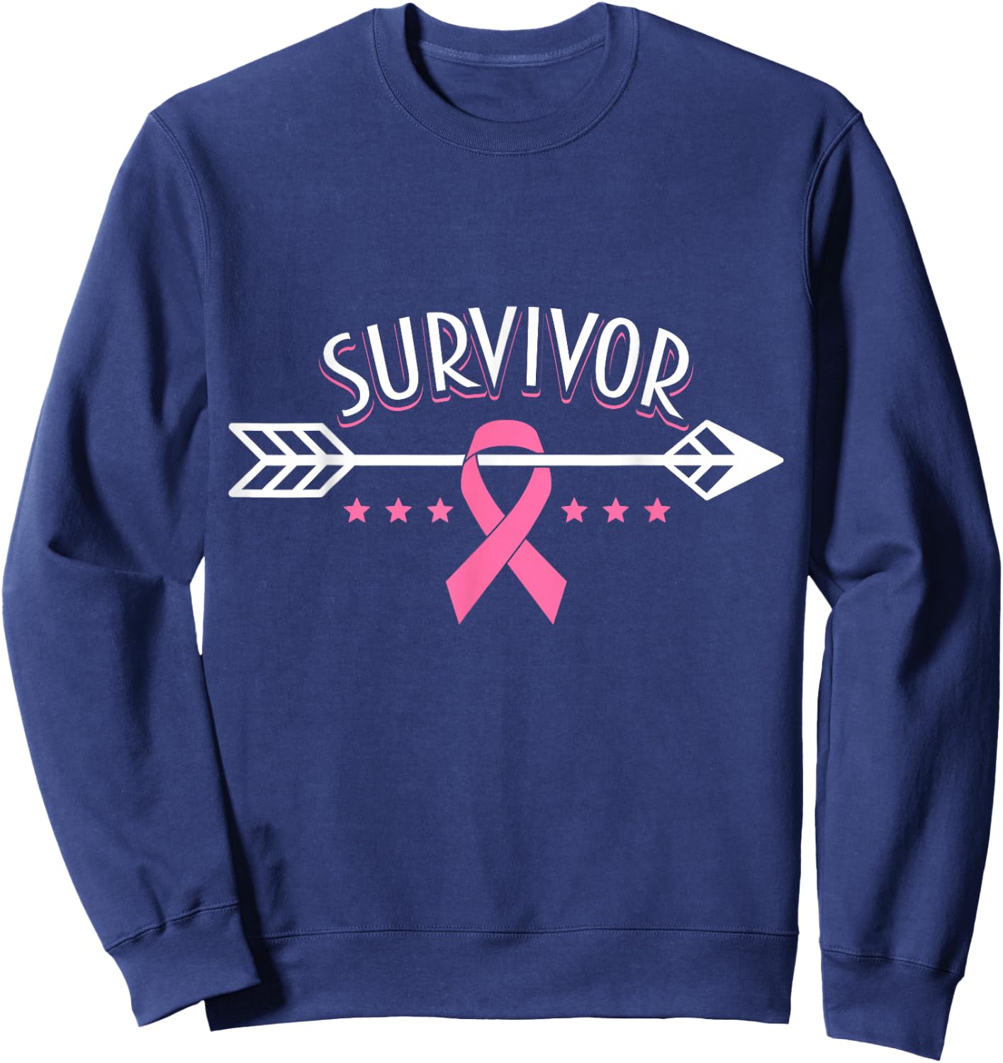 Survivor Pink Ribbon Breast Cancer Awareness Arrow Sweatshirt - Sweatshirt | Navy