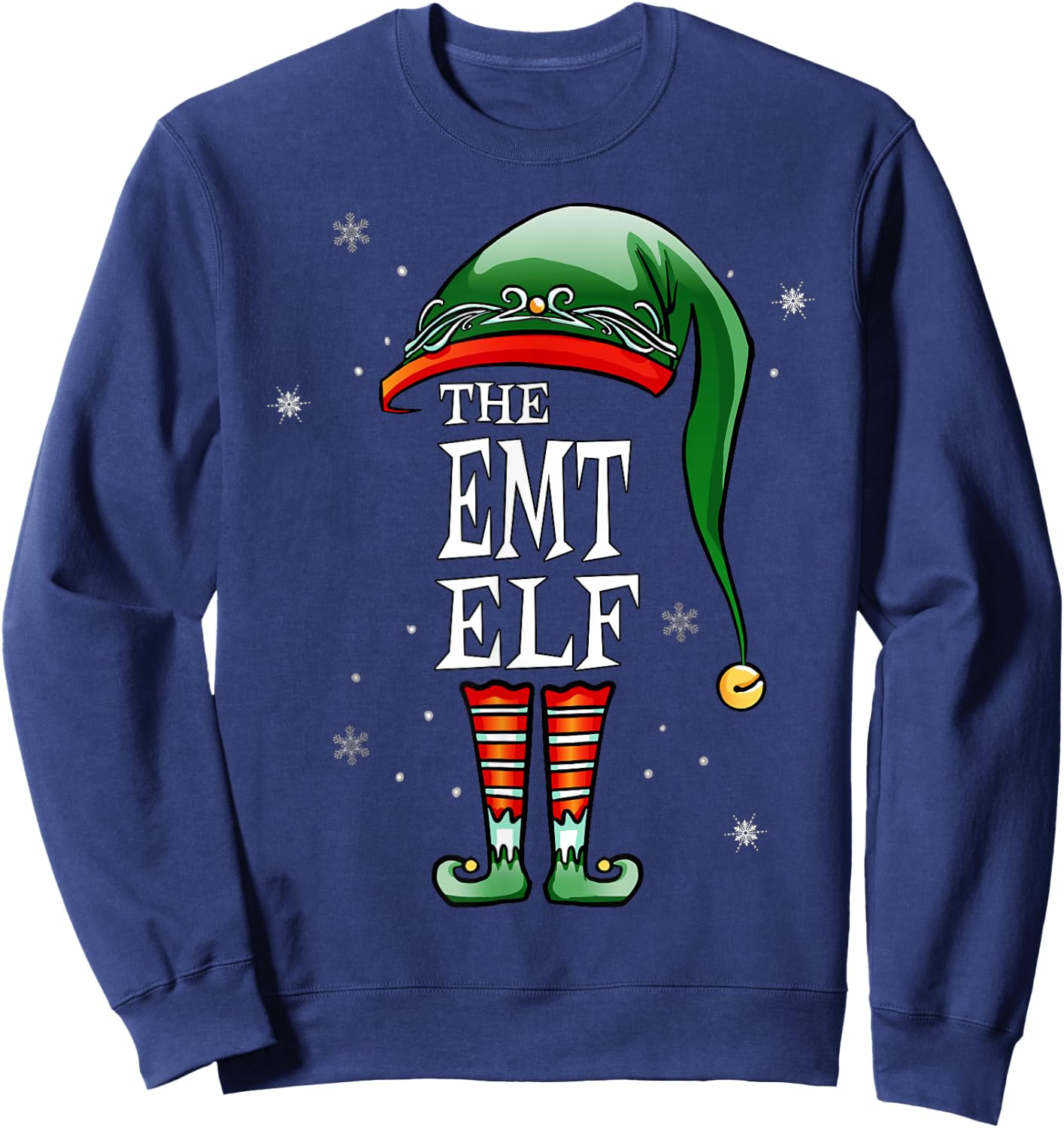 Matching Family Funny The Emt Elf Christmas Sweatshirt - Sweatshirt | Navy