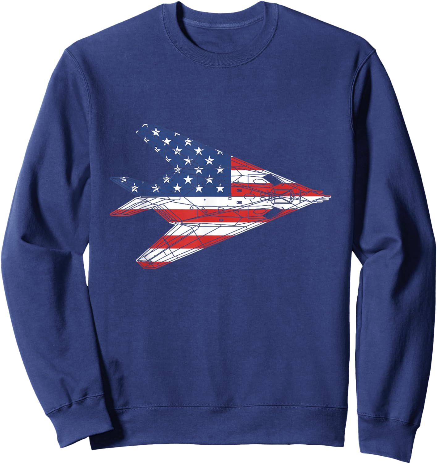 F-117 Stealth Nighthawk Aircraft American Flag F117 Sweatshirt - Sweatshirt | Navy