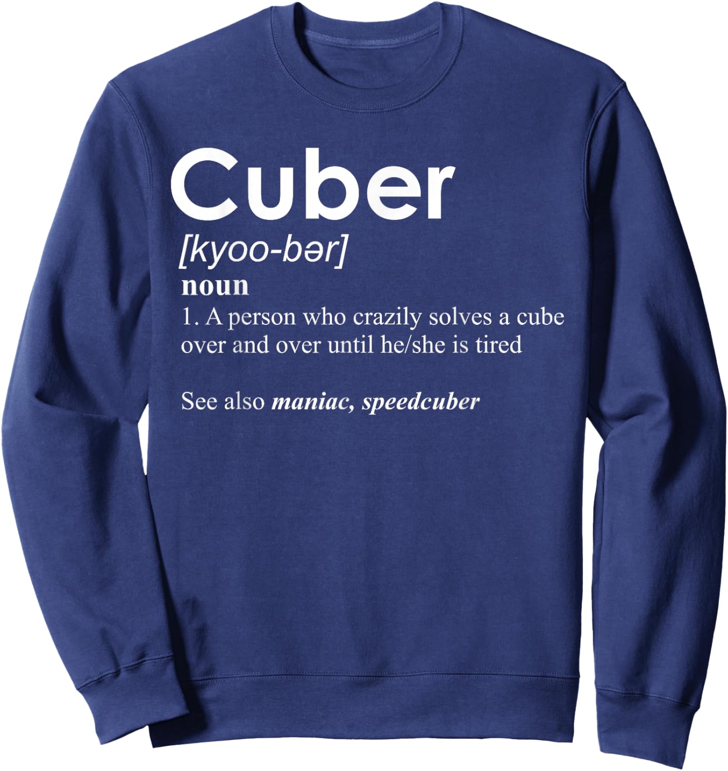 Competitive Puzzle Cuber Definition Speed Cubing Vintage Sweatshirt - Sweatshirt | Navy