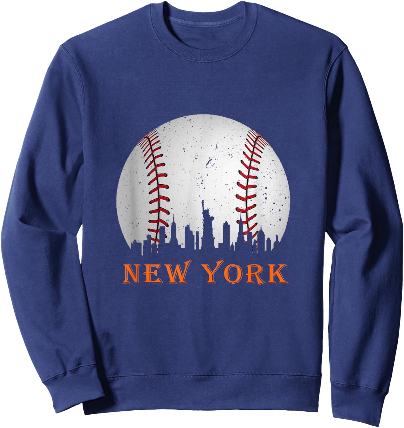New York NY Skyline Baseball Vintage Met At Gameday Sweatshirt - Sweatshirt | Navy