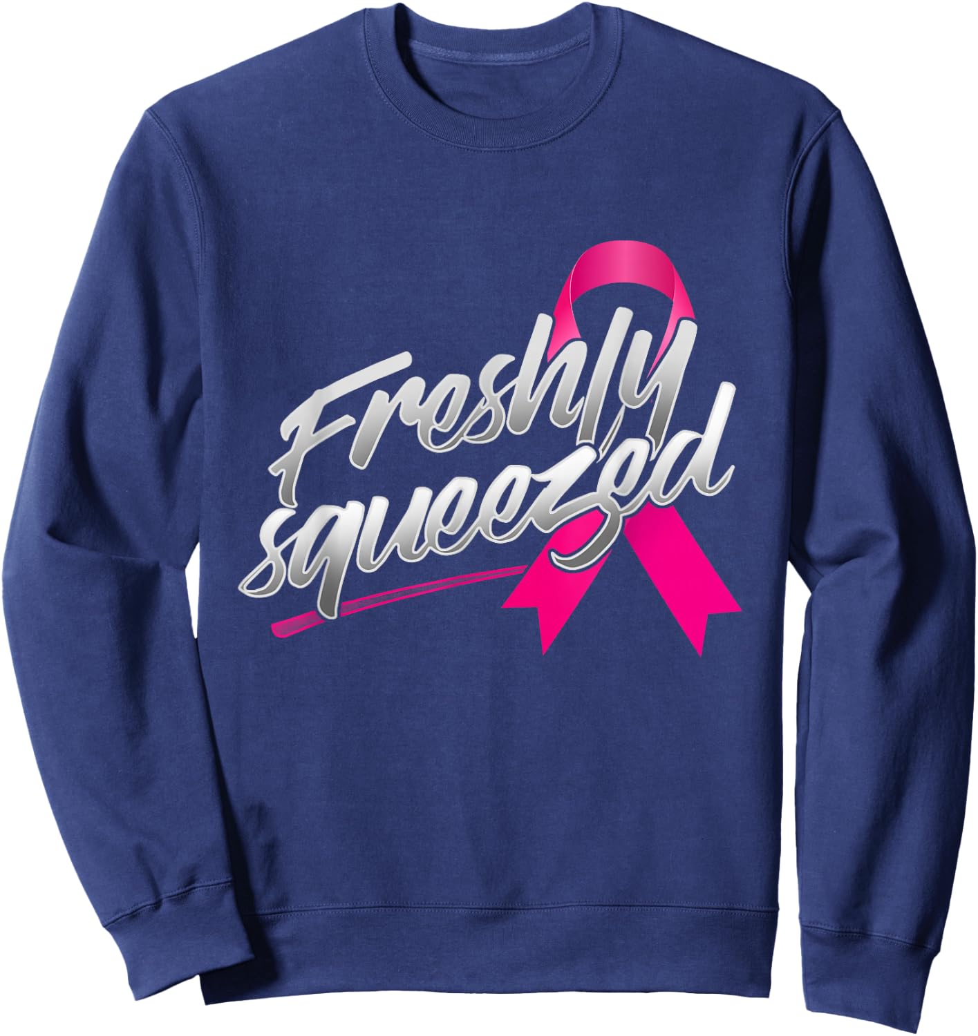 Breast Cancer Awareness Funny Gift Mammogram Pink Ribbon Sweatshirt - Sweatshirt | Navy