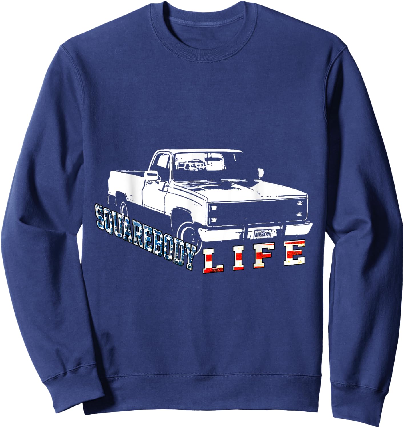 Squarebody American Flag Square Body Truck Girls Kids Men Sweatshirt - Sweatshirt | Navy