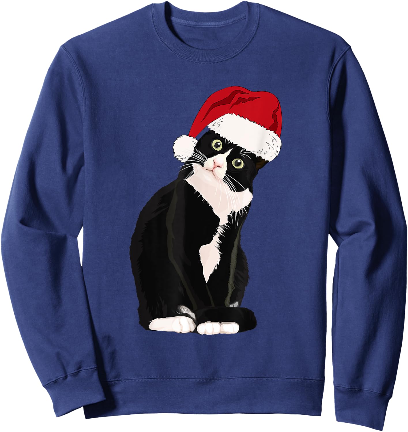 Tuxedo Cat Meow Christmas Cat Catmas Cute Tuxie Lover Women Kids Sweatshirt - Sweatshirt | Navy