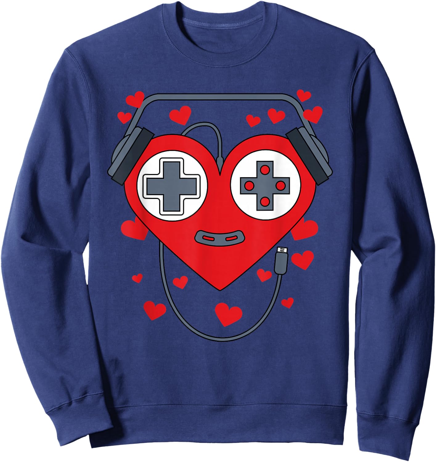 Gamer Heart Gift - Game Lover Men Kids Boys Valentines Day Sweatshirt - Sweatshirt | Navy