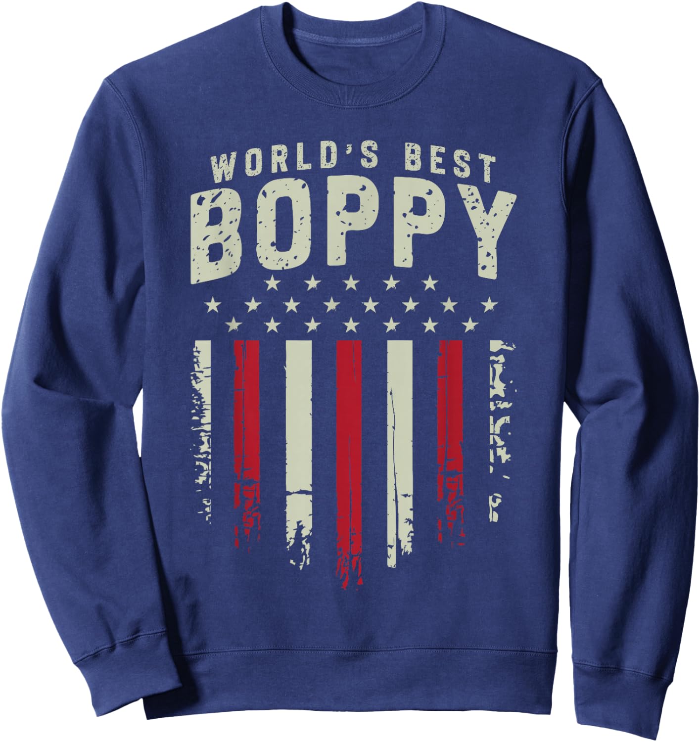 Worlds Best Boppy Ever American Flag Fathers Day Grandpa Sweatshirt - Sweatshirt | Navy