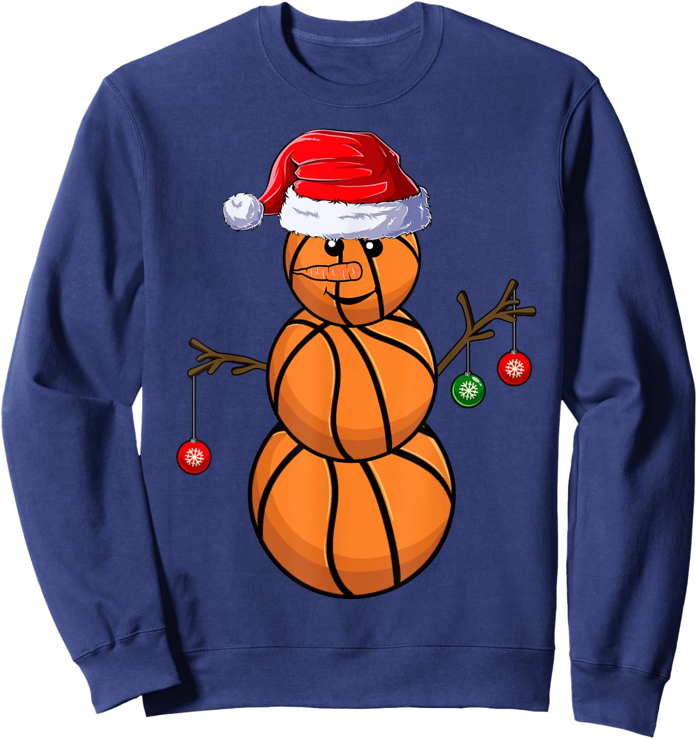 Basketball Snowman Balls Christmas Pajama Boys Kid Sweatshirt - Sweatshirt | Navy