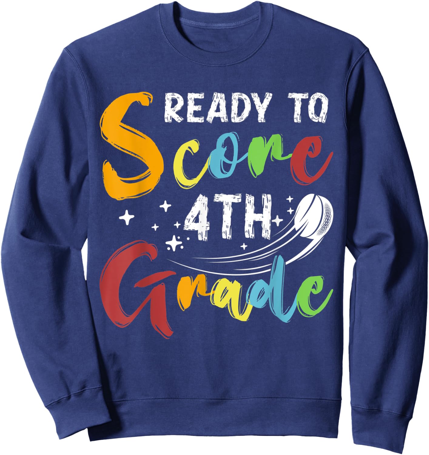 Funny 4th Grade Ready To Score Hockey Puck Back To School Sweatshirt - Sweatshirt | Navy