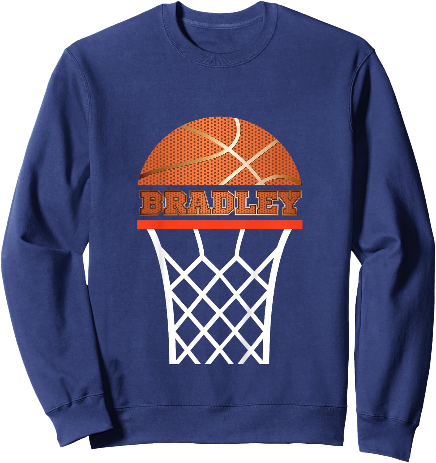 Kids Basketball Apparels Boy Custom Name Bradley Youth Shirt Gift Sweatshirt - Sweatshirt | Navy