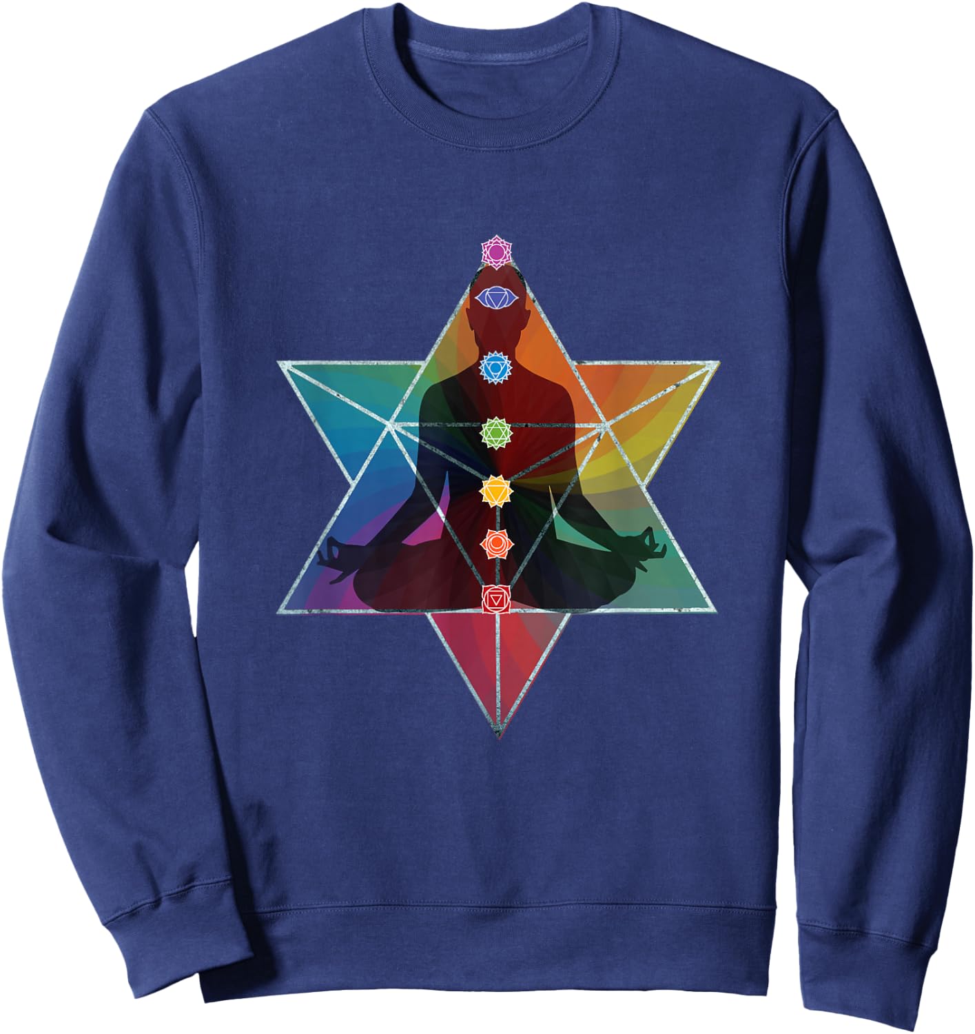 Sacred Geometry Merkaba Activation Chakra Meditation Sweatshirt - Sweatshirt | Navy
