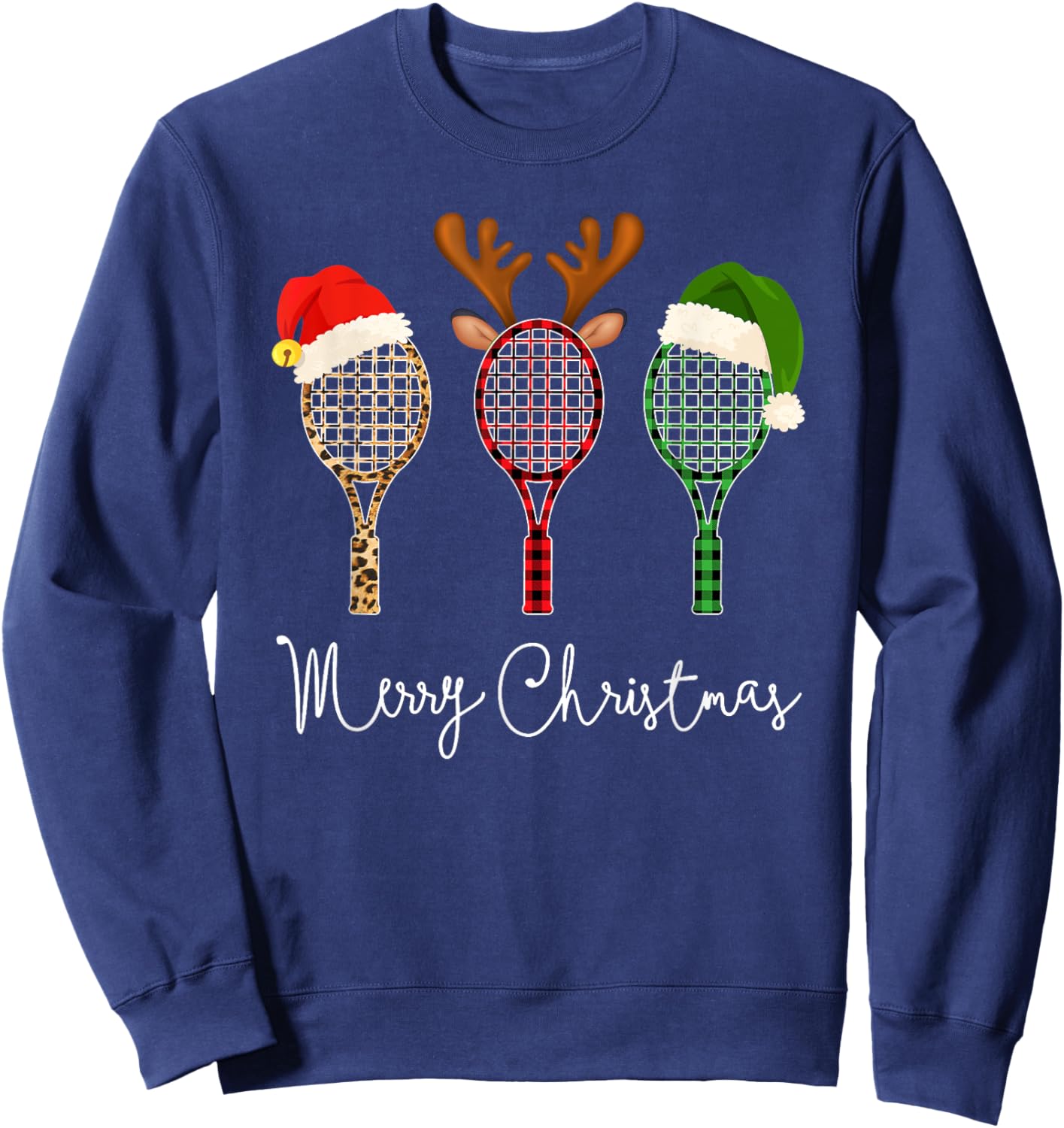 Tennis Merry Chistmas 3 tennis racket christmas Sweatshirt - Sweatshirt | Navy