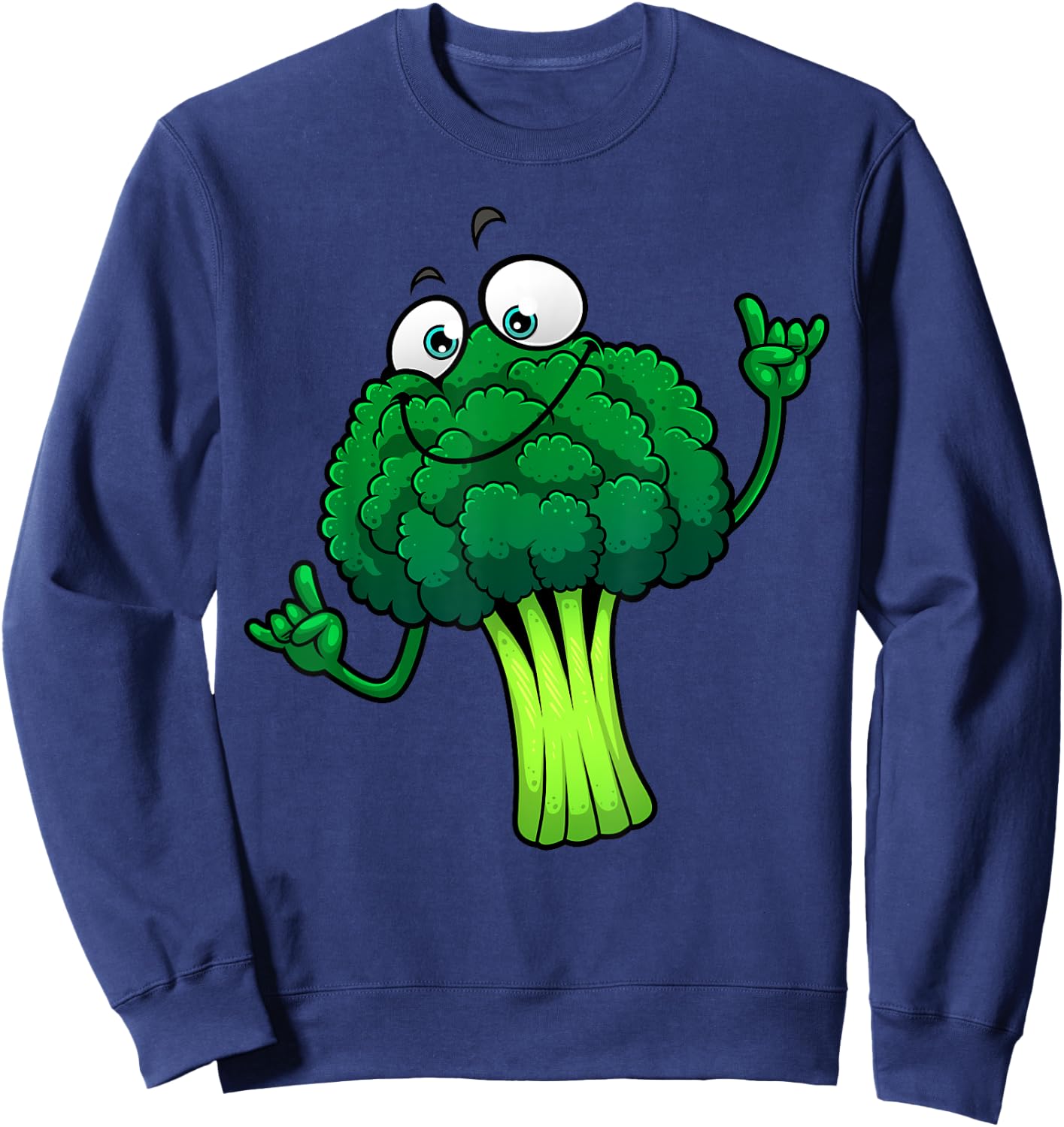 Funny Broccoli Lover Designs Women Vegetarian Foodie Sweatshirt - Sweatshirt | Navy