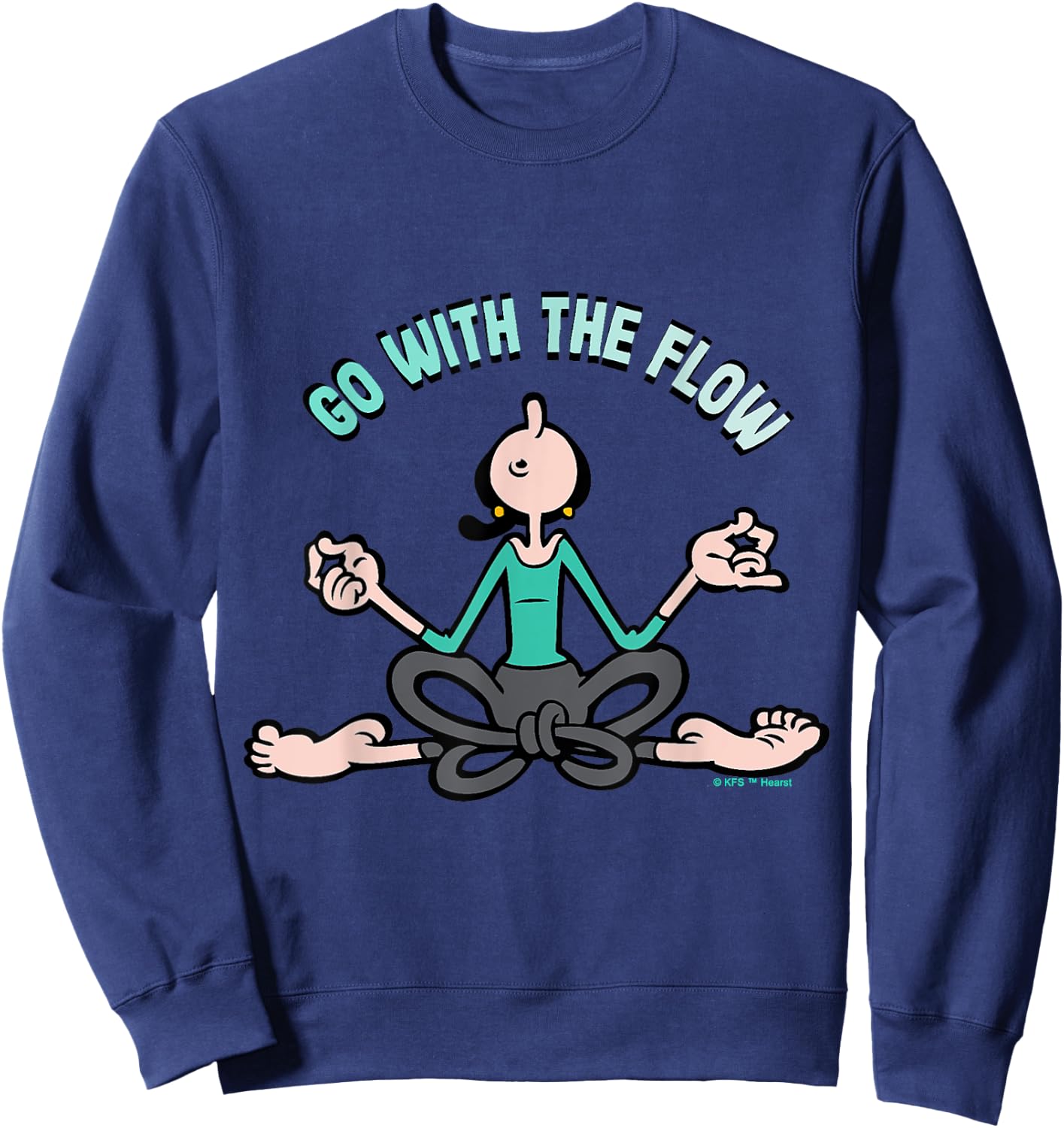 Olive Oyl "Go with the Flow" Yoga for Humanity Day Sweatshirt - Sweatshirt | Navy